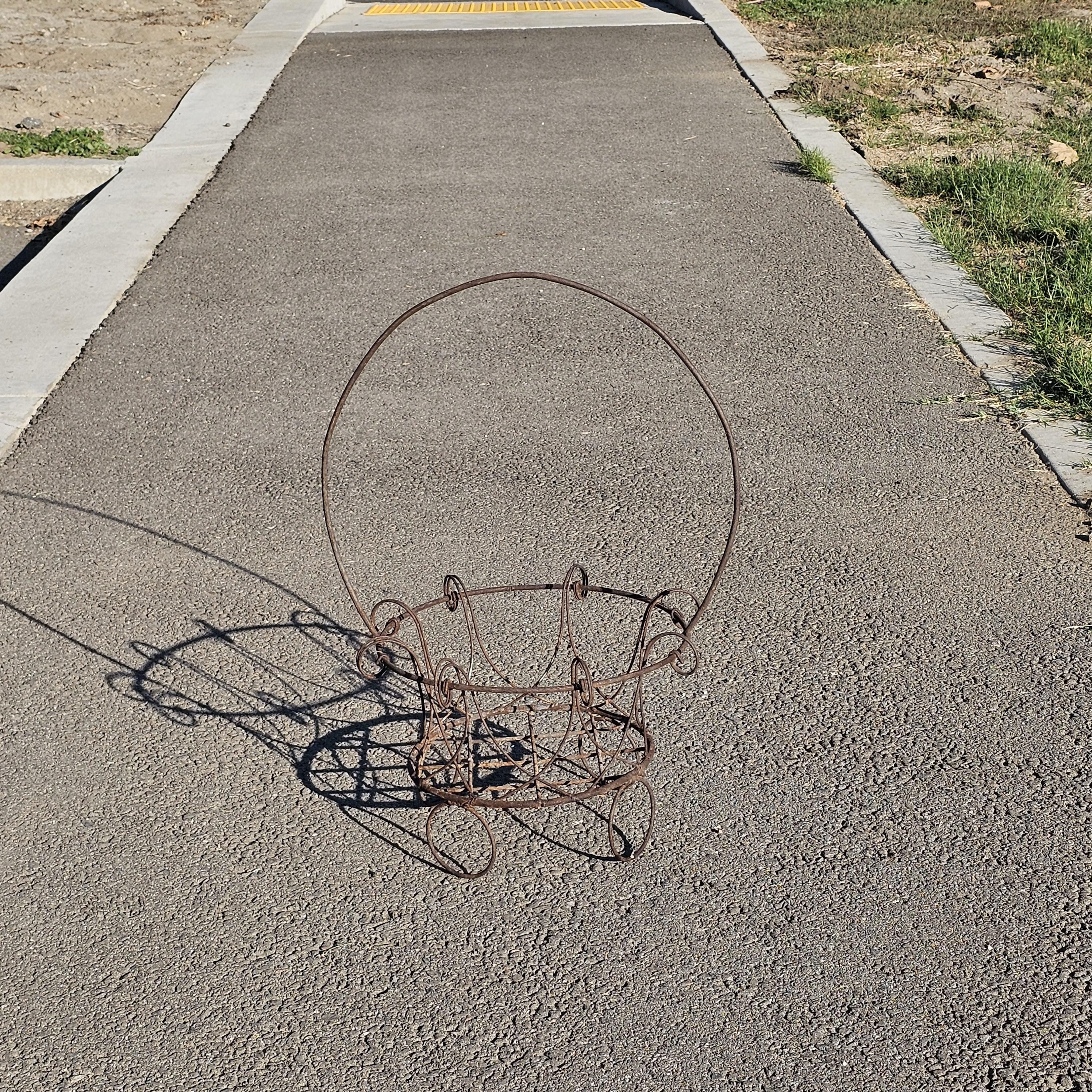 Vintage Wire Basket Planter Rusty Garden Decor 25"H