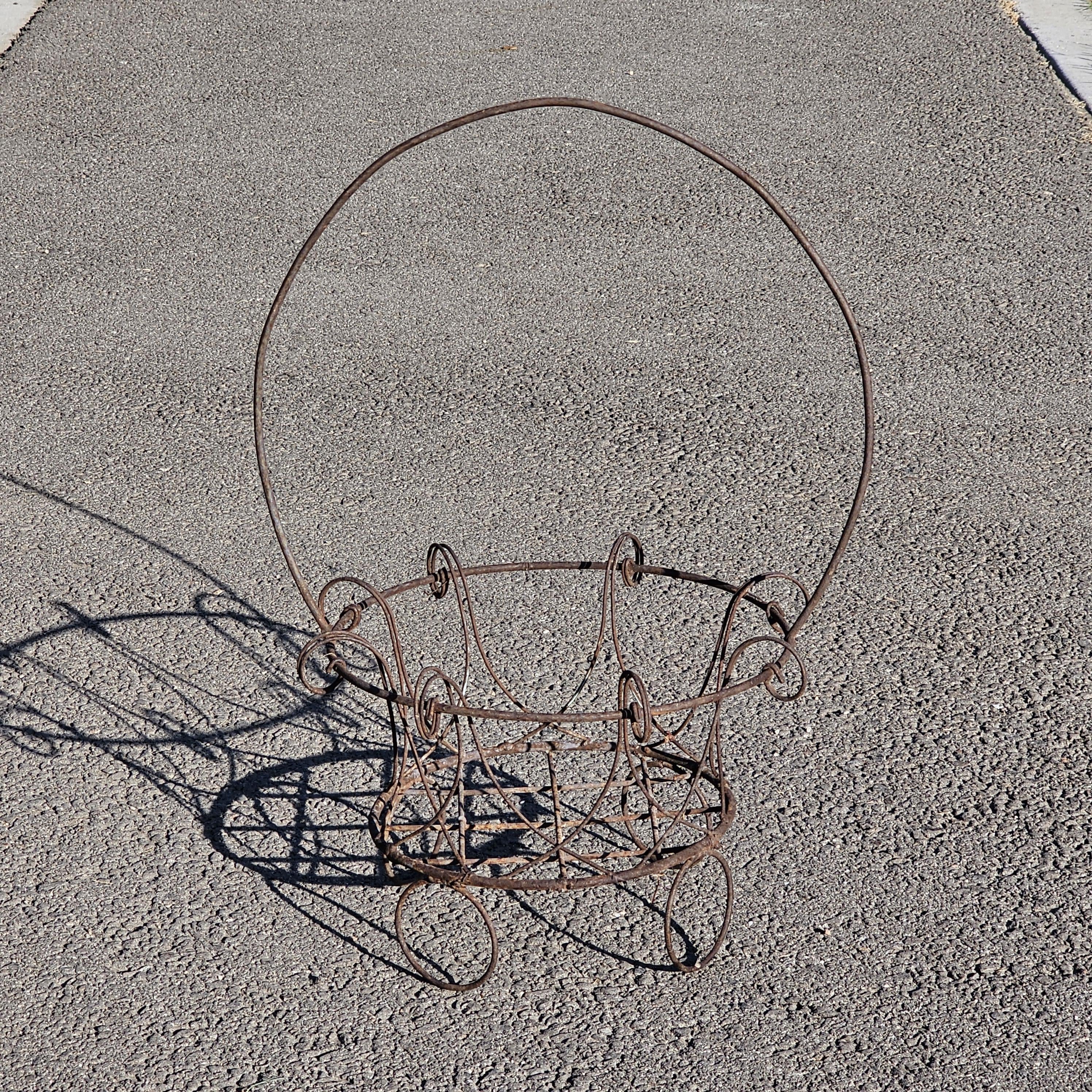 Vintage Wire Basket Planter Rusty Garden Decor 25"H