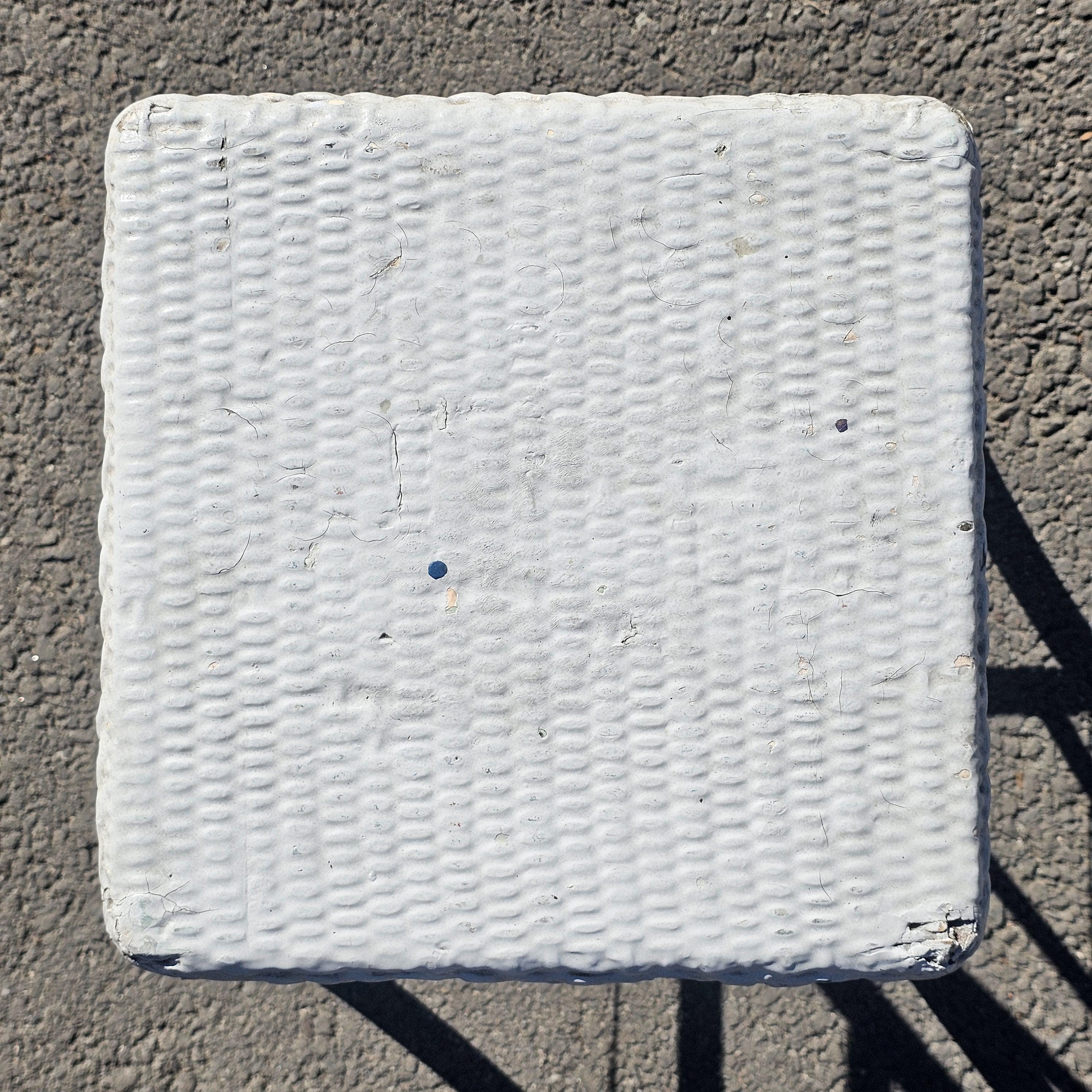 Petite Vintage White Wicker Side Table / Stool / Plant Stand 17.5"H