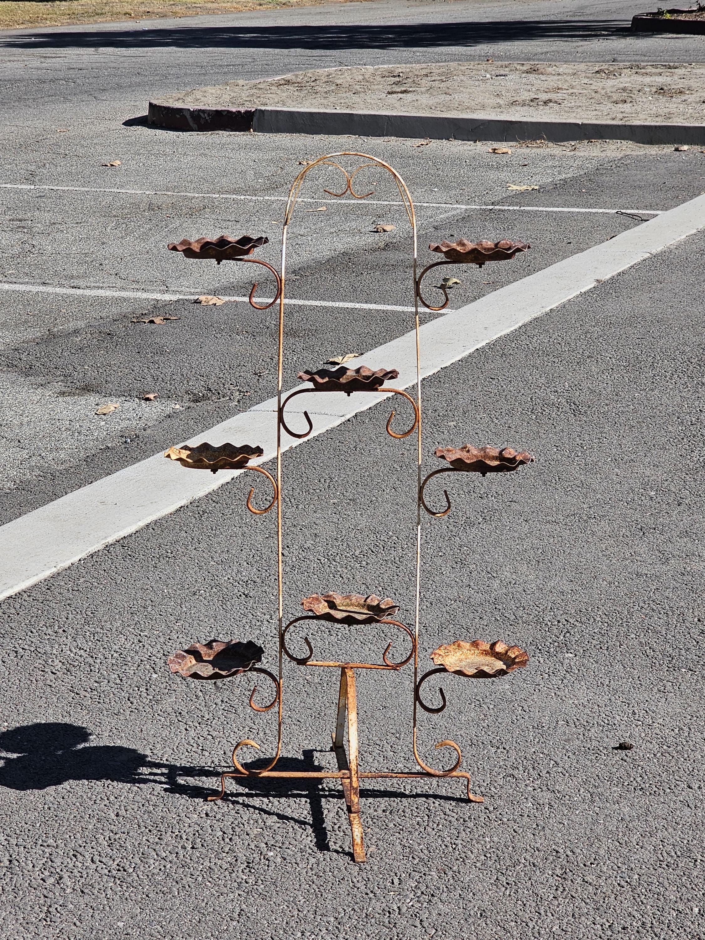 Vintage Rusty Multi Pot Stand 8-Plant Holder Stand 38"H