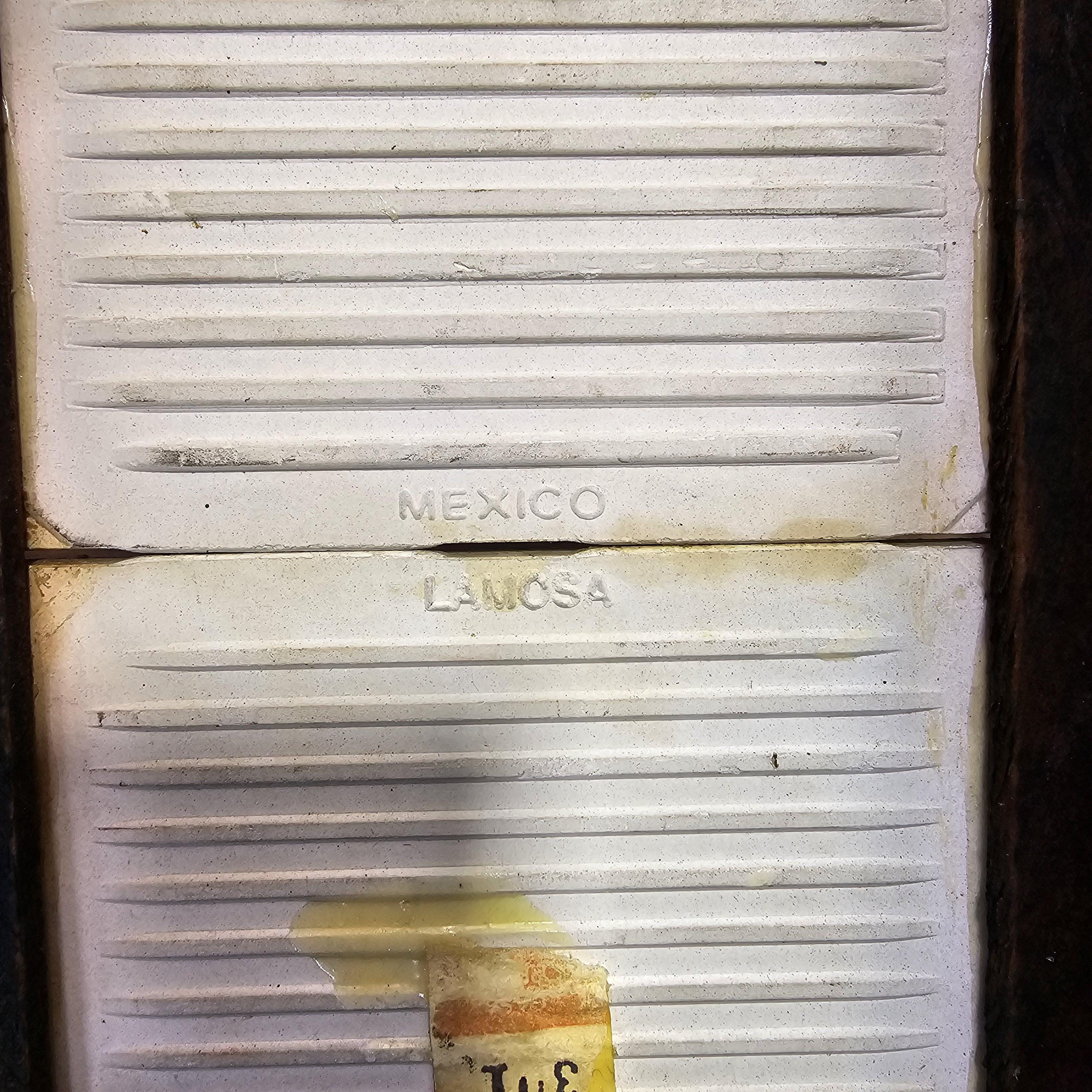 Vintage Lamosa Mexico Tile & Carved Wood Hot Plate Footed Trivet 10"L x 6"W