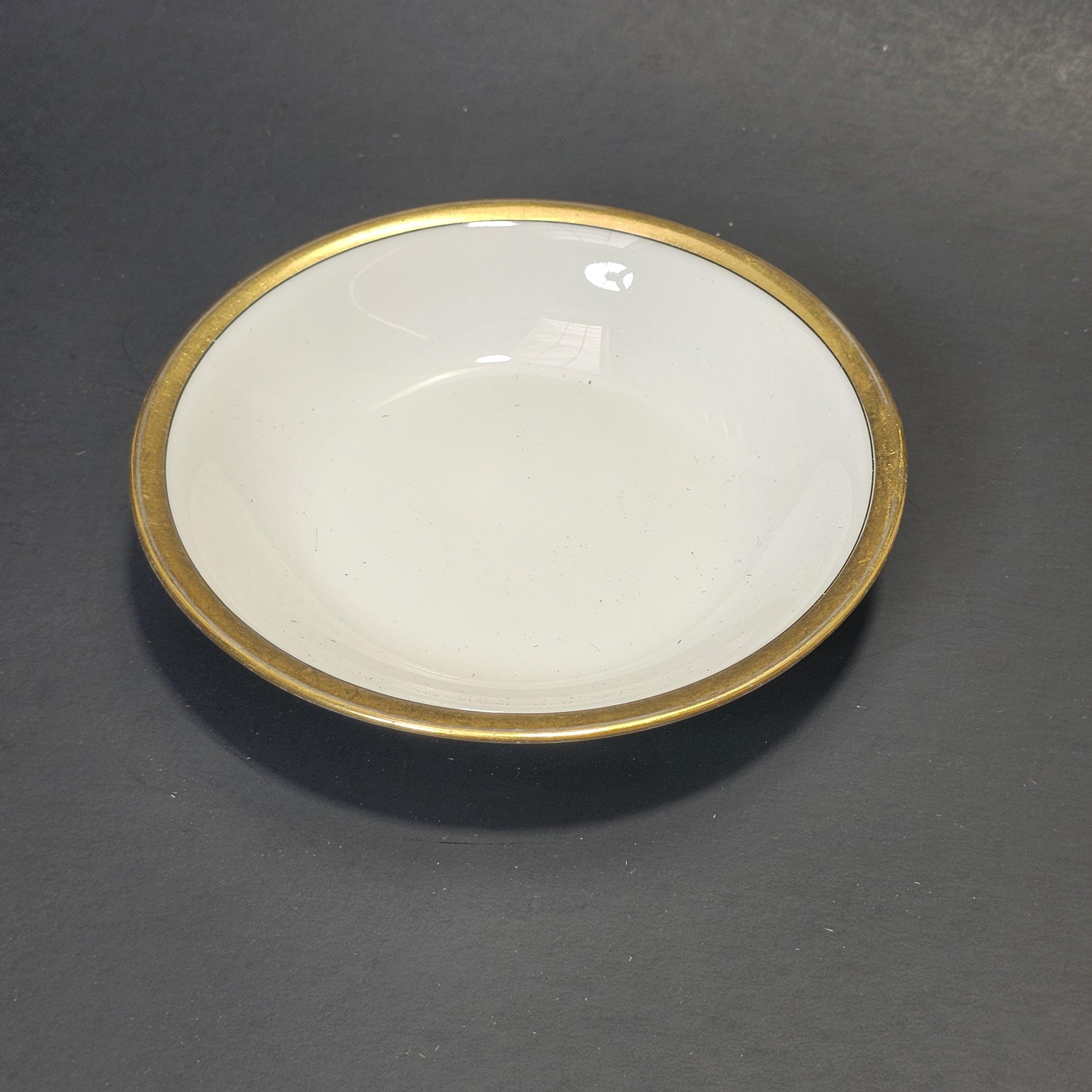 Theodore Haviland Limoges France Teacup Saucer & Fruit Bowl Set White Gold Trim