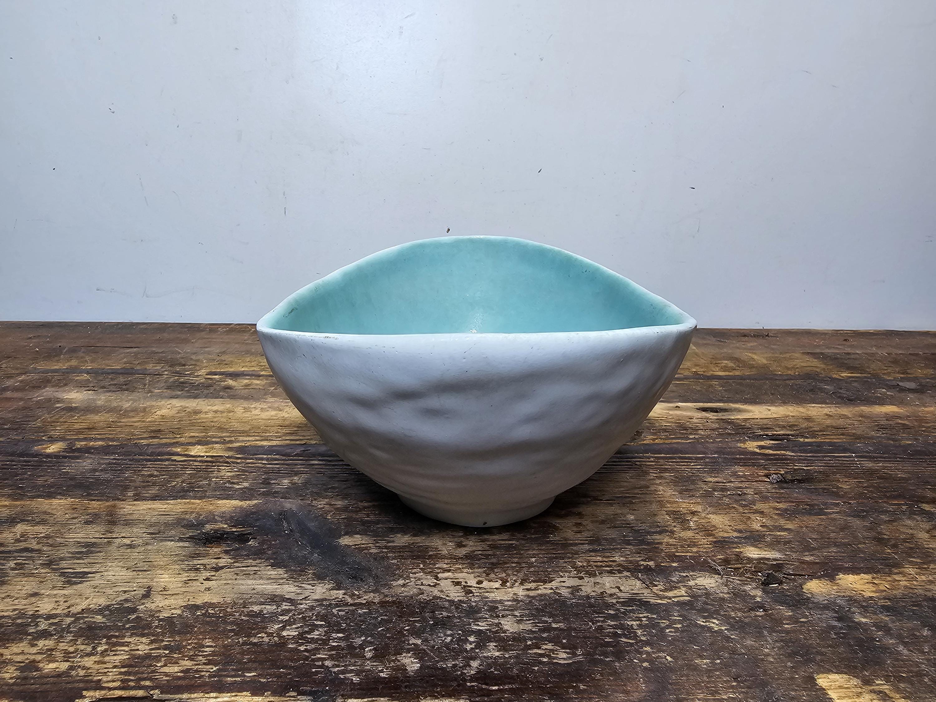 Winfield Pasadena Pottery Oblong Bowl / Planter Turquoise & White