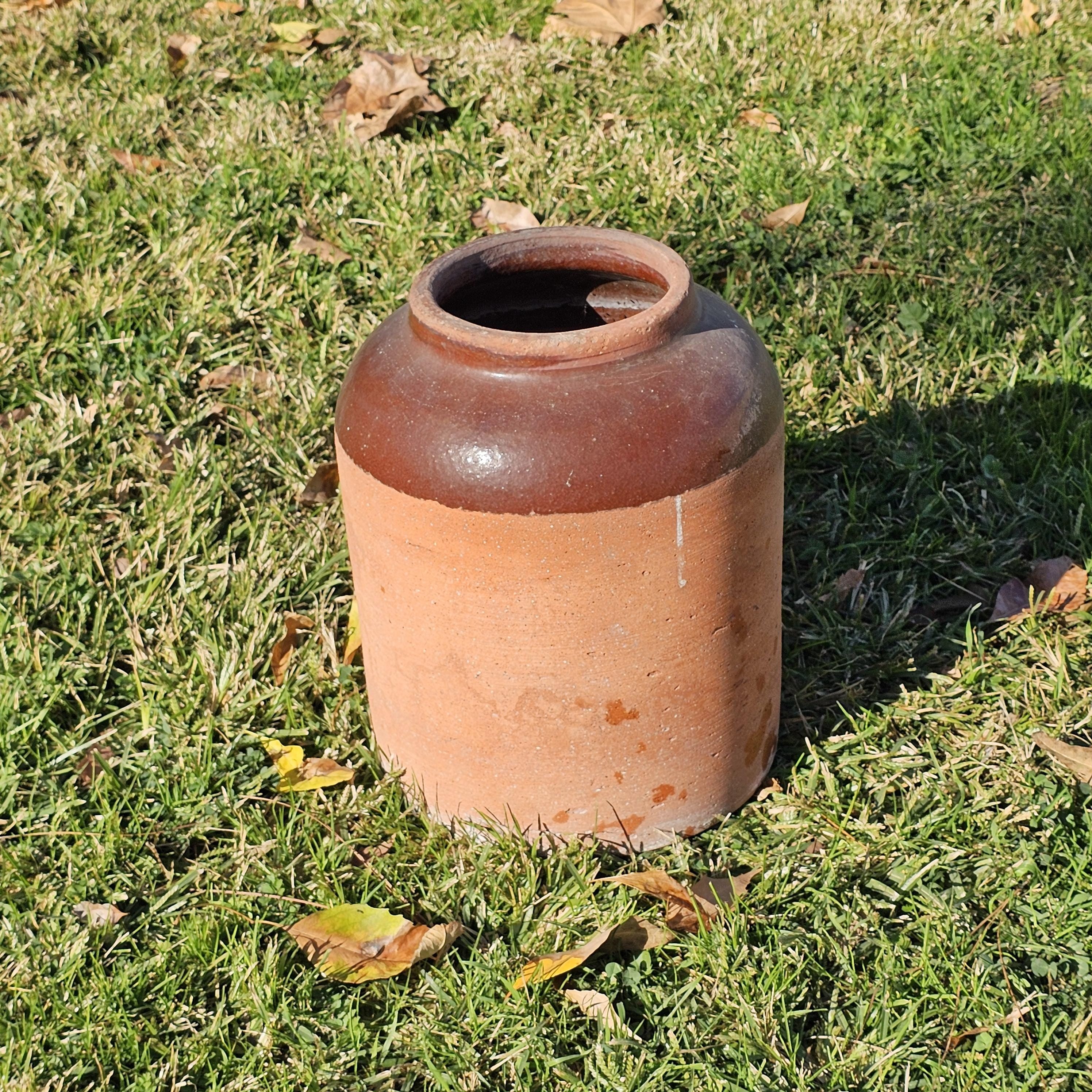 Rustic Clay Water Jug Flower Planter Pot Weathered 11" Dia x 13" H