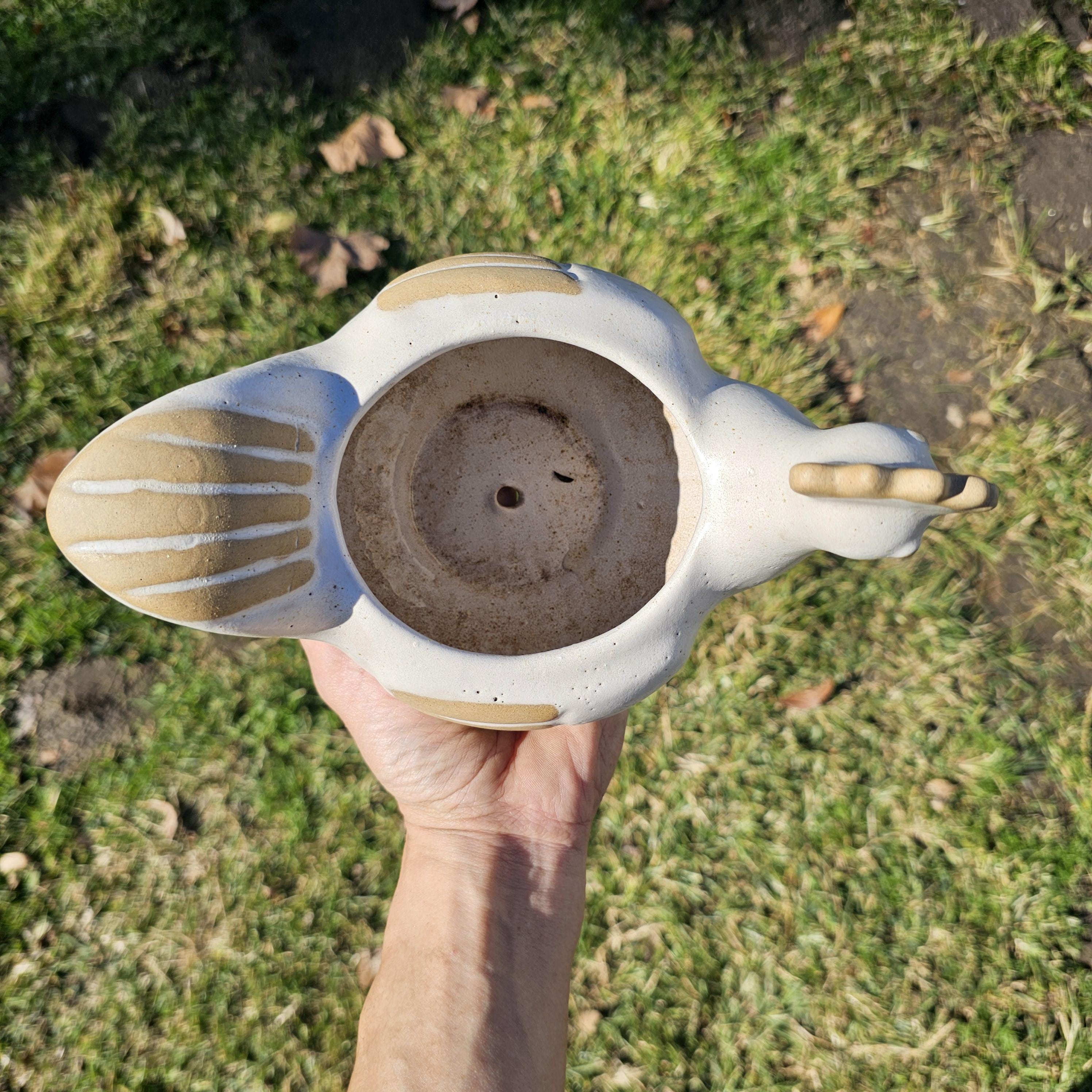 Vintage David Stewart Lions Valley Stoneware Hen Pottery Planter