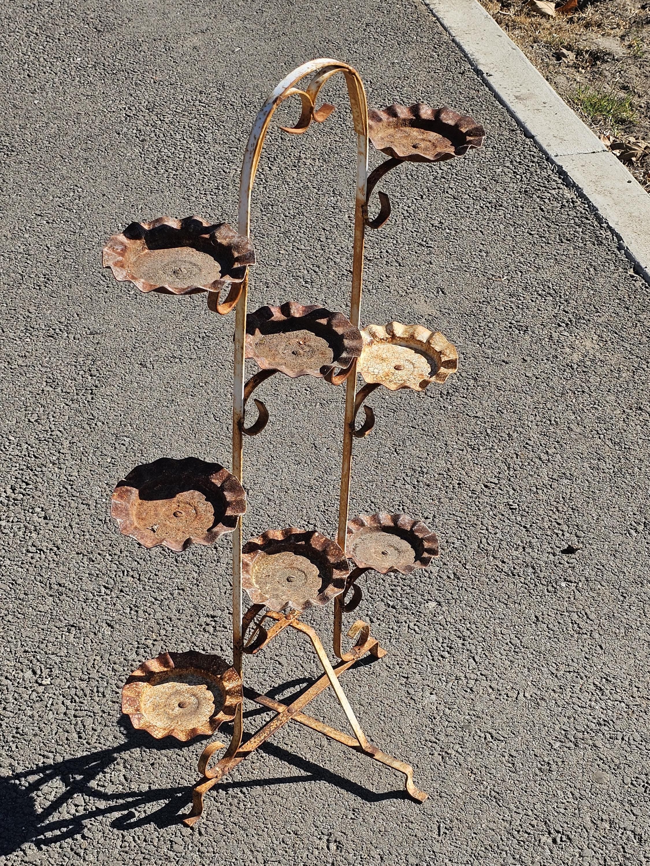 Vintage Rusty Multi Pot Stand 8-Plant Holder Stand 38"H