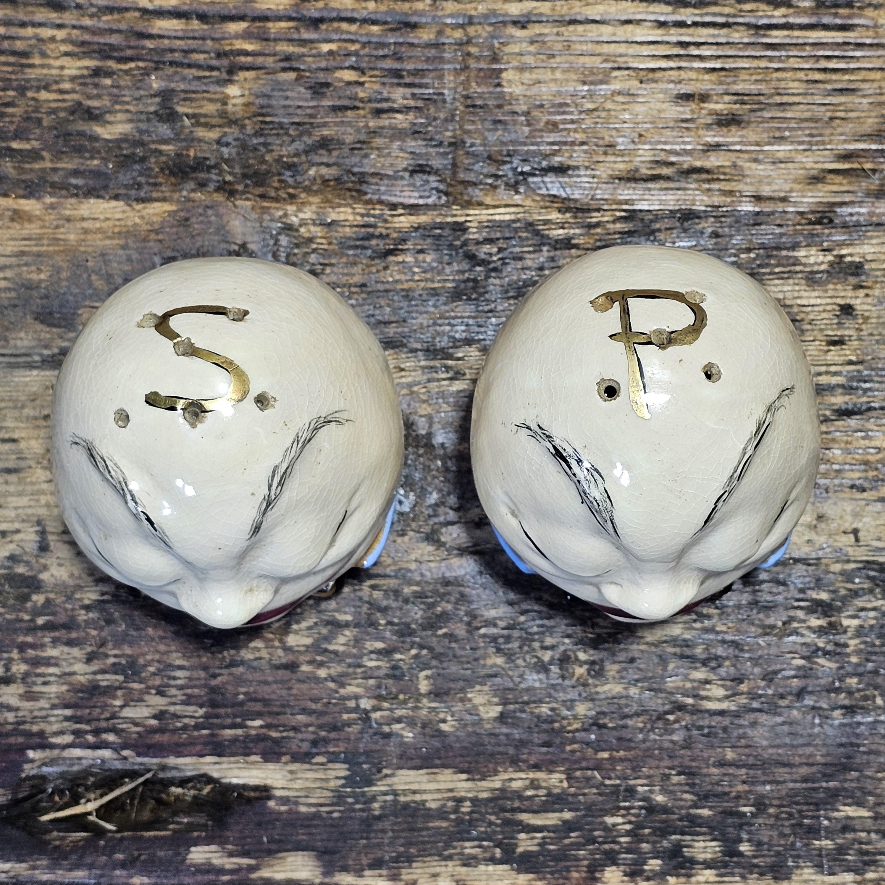 Vintage Salt Pepper Shaker Egg Humpty Dumpty Style Signed By Artist