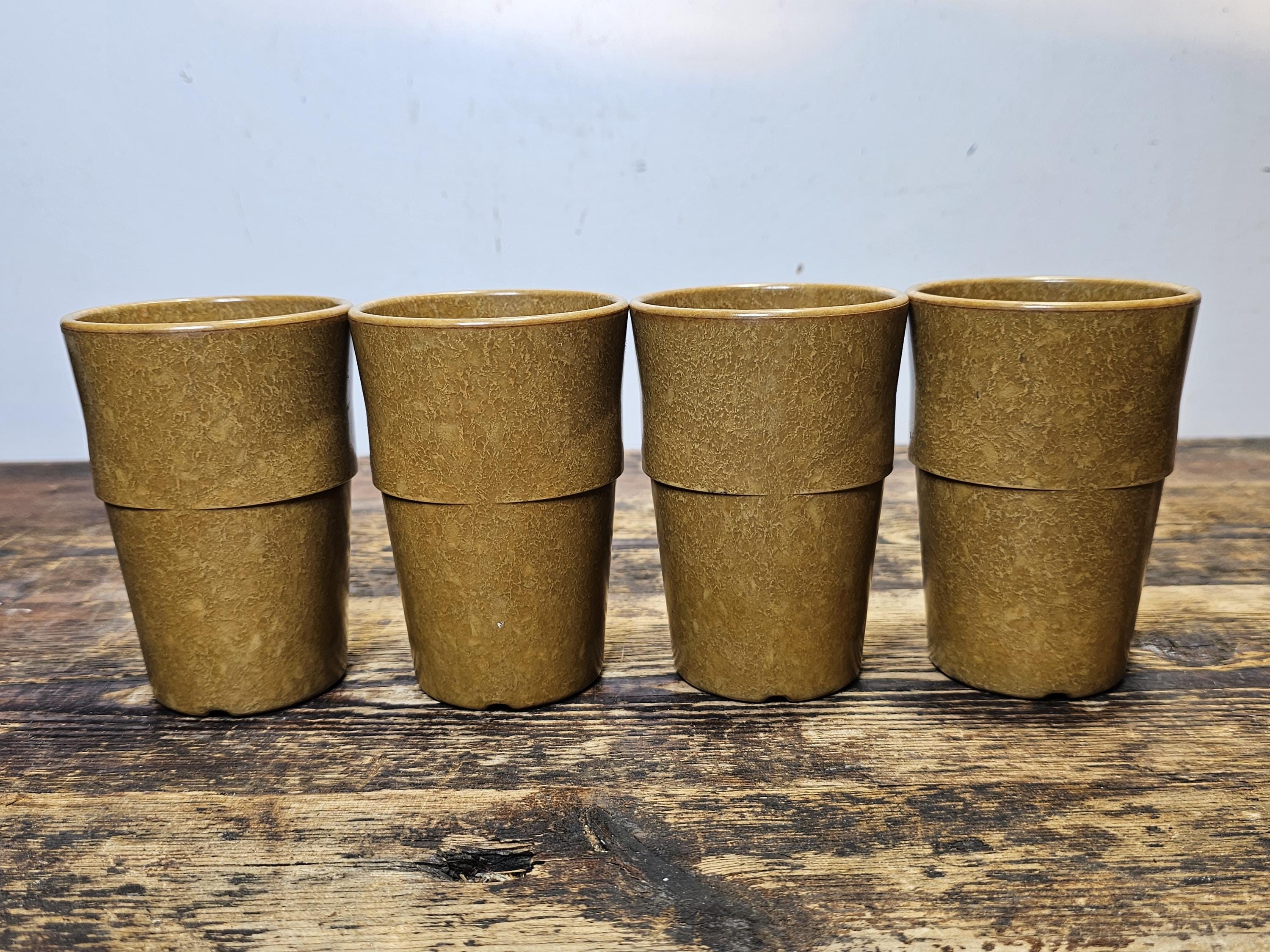 Set of 4 Halsey Inc Melmac Military Mess Hall Tumbler Cups 1960s