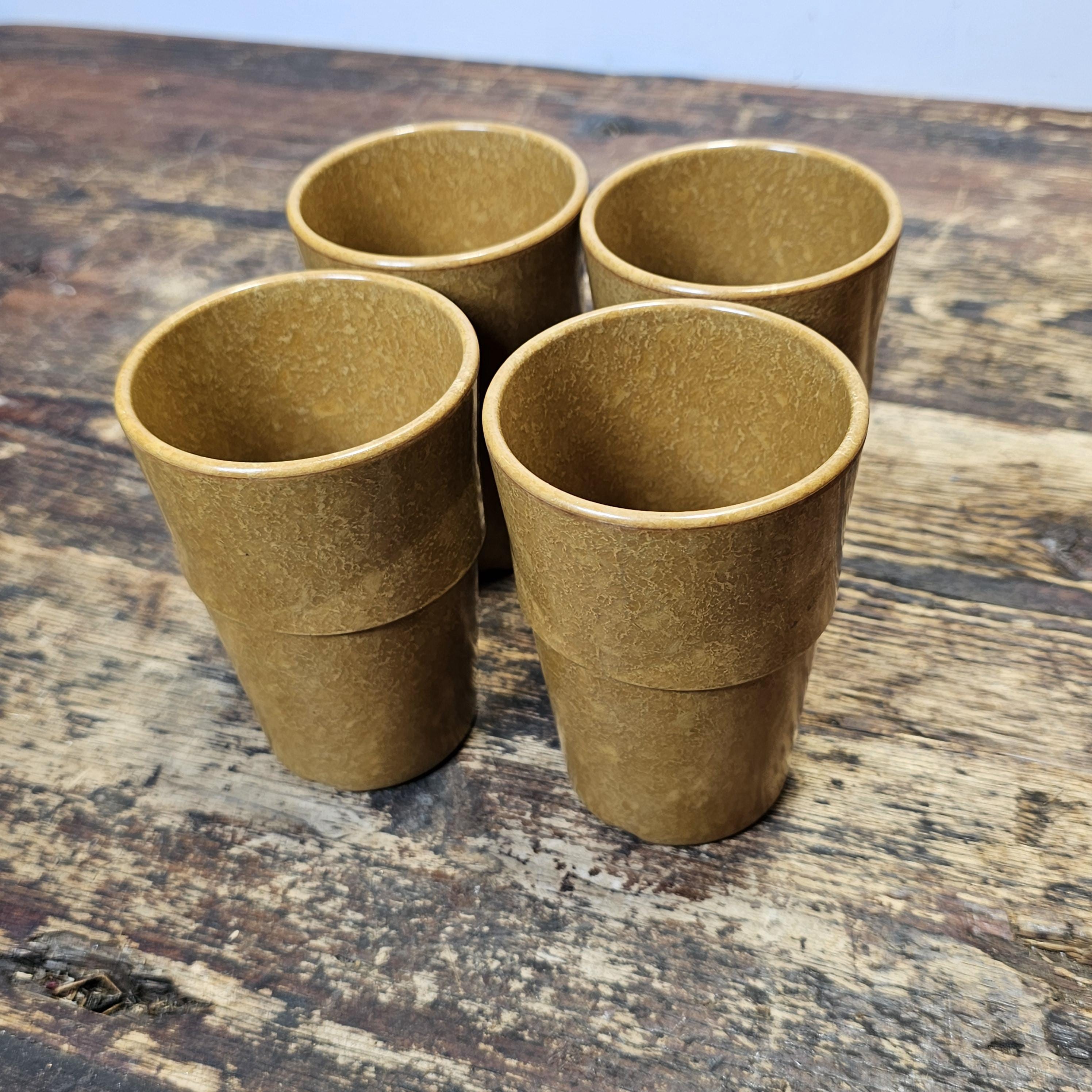 Set of 4 Halsey Inc Melmac Military Mess Hall Tumbler Cups 1960s