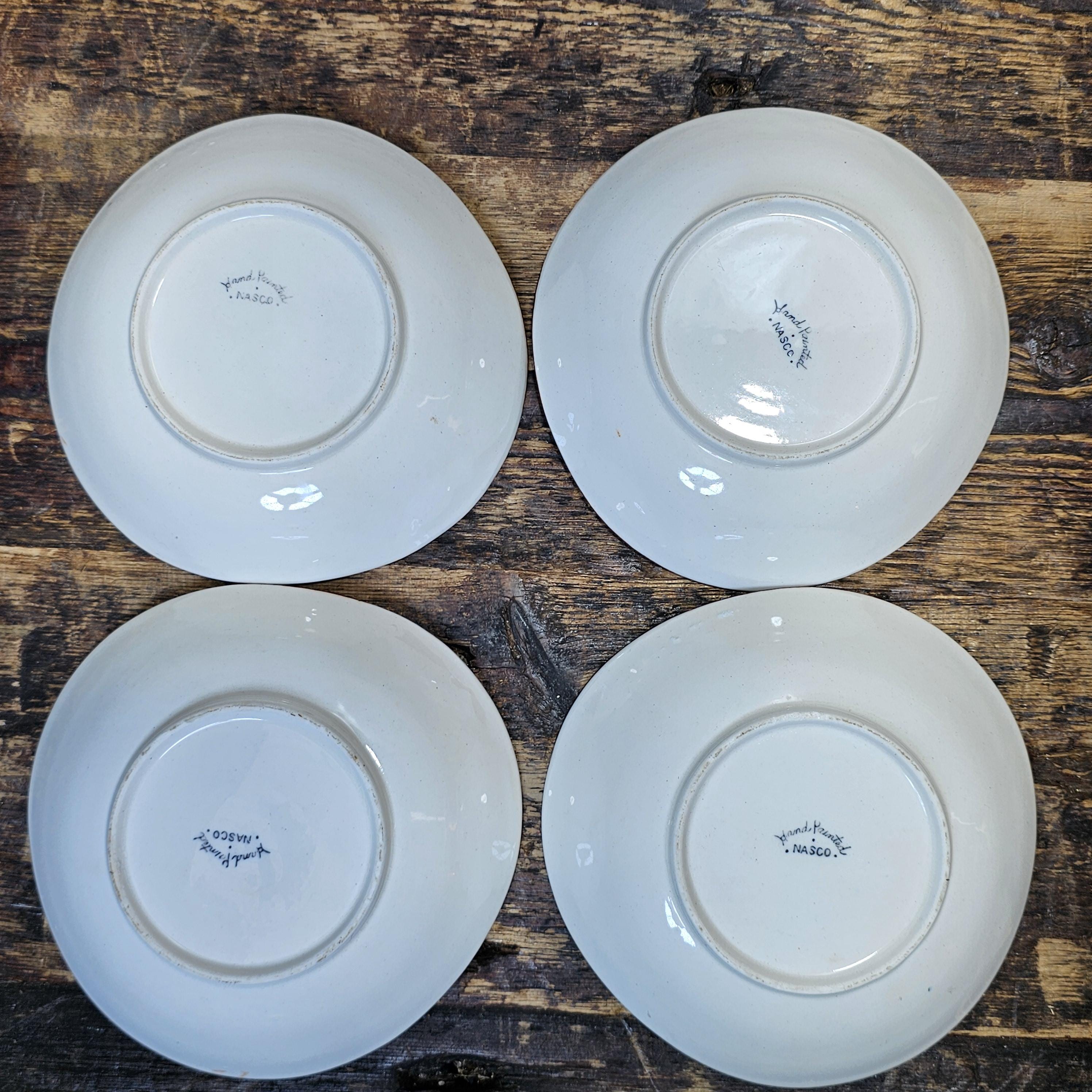 Set of 4 Vintage Nasco Hand Painted Fruit Snack Bowls 6" x 6" x 1.5"H