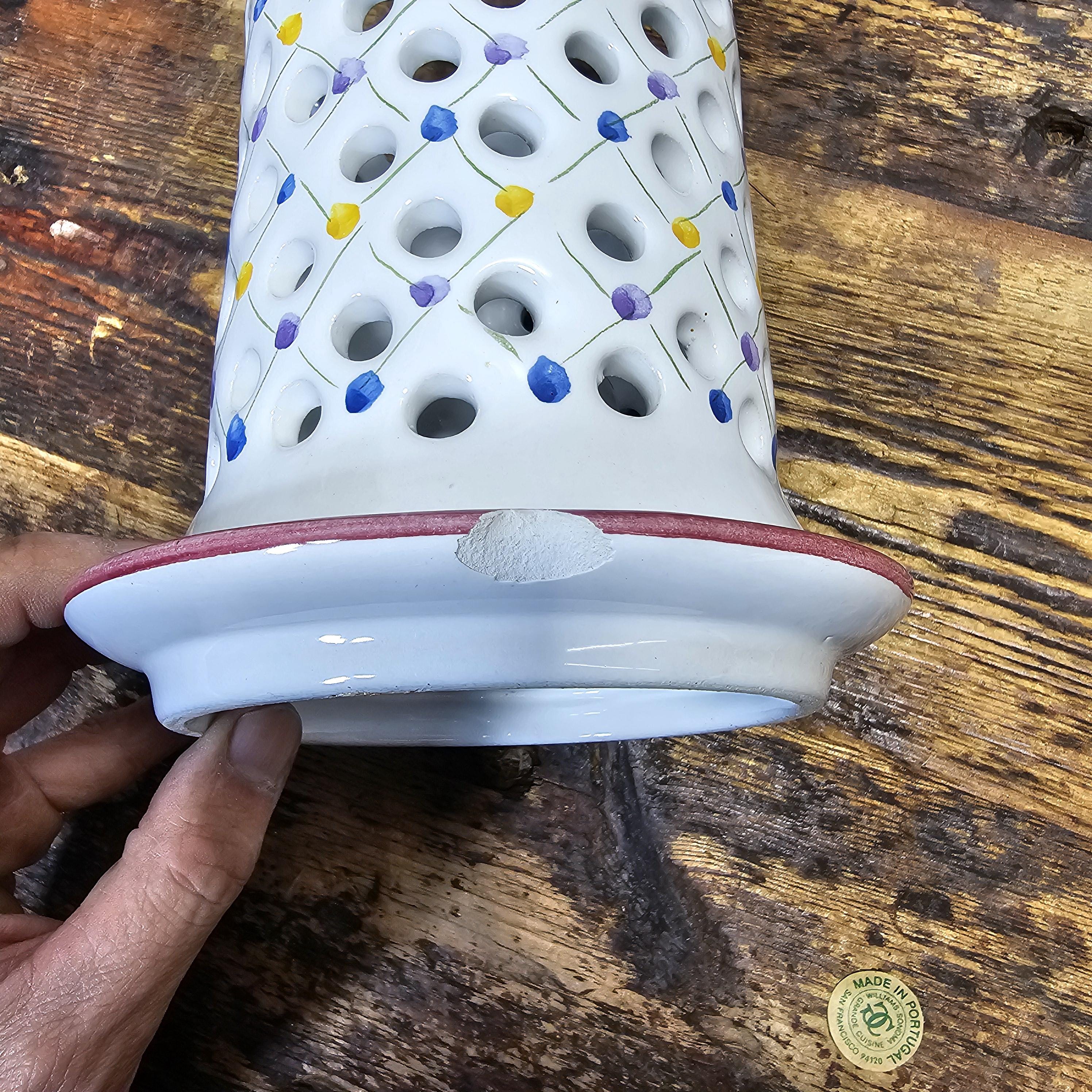 Vintage R. C. & CAL Hand Painted Candleholder Made In Portugal 6.5"H