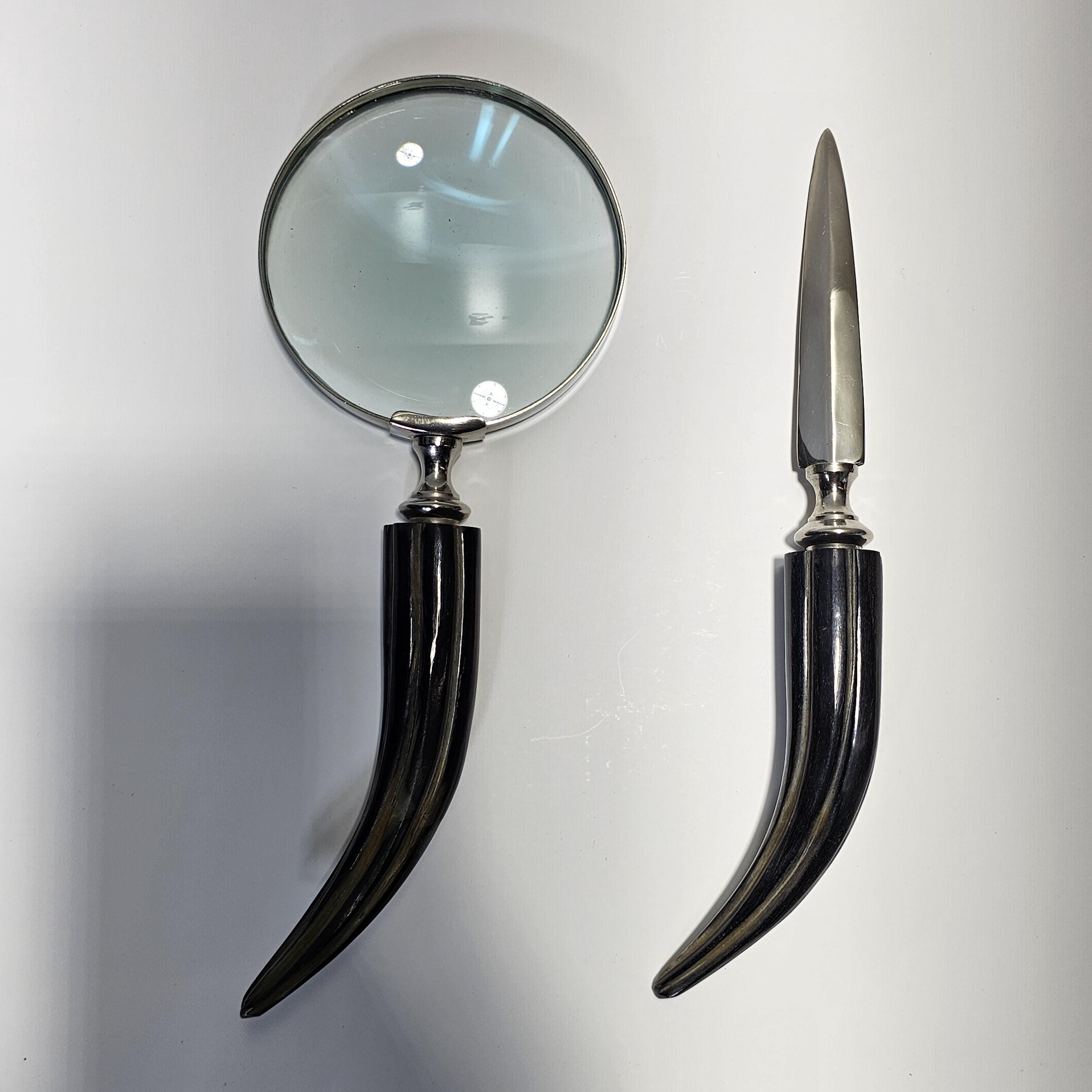 Faux Horn Handle Magnifying Glass & Letter Opener