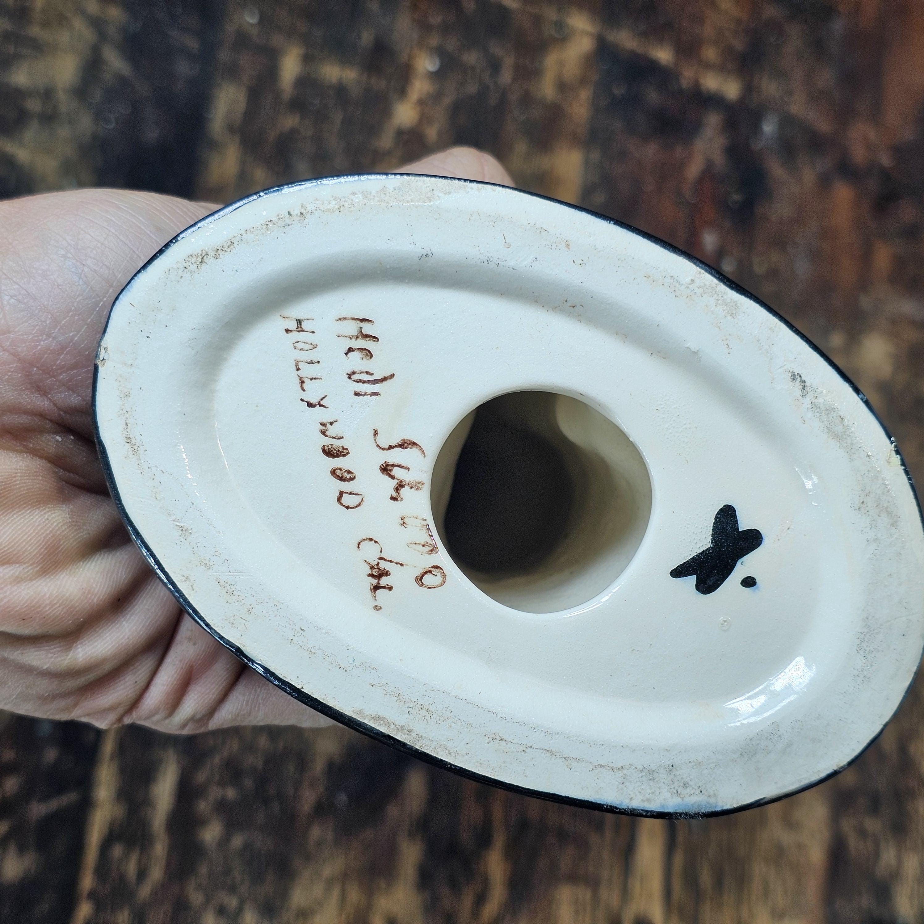 Vintage Hedi Schoop Ceramic Asian Lady with Basket Signed 1950s