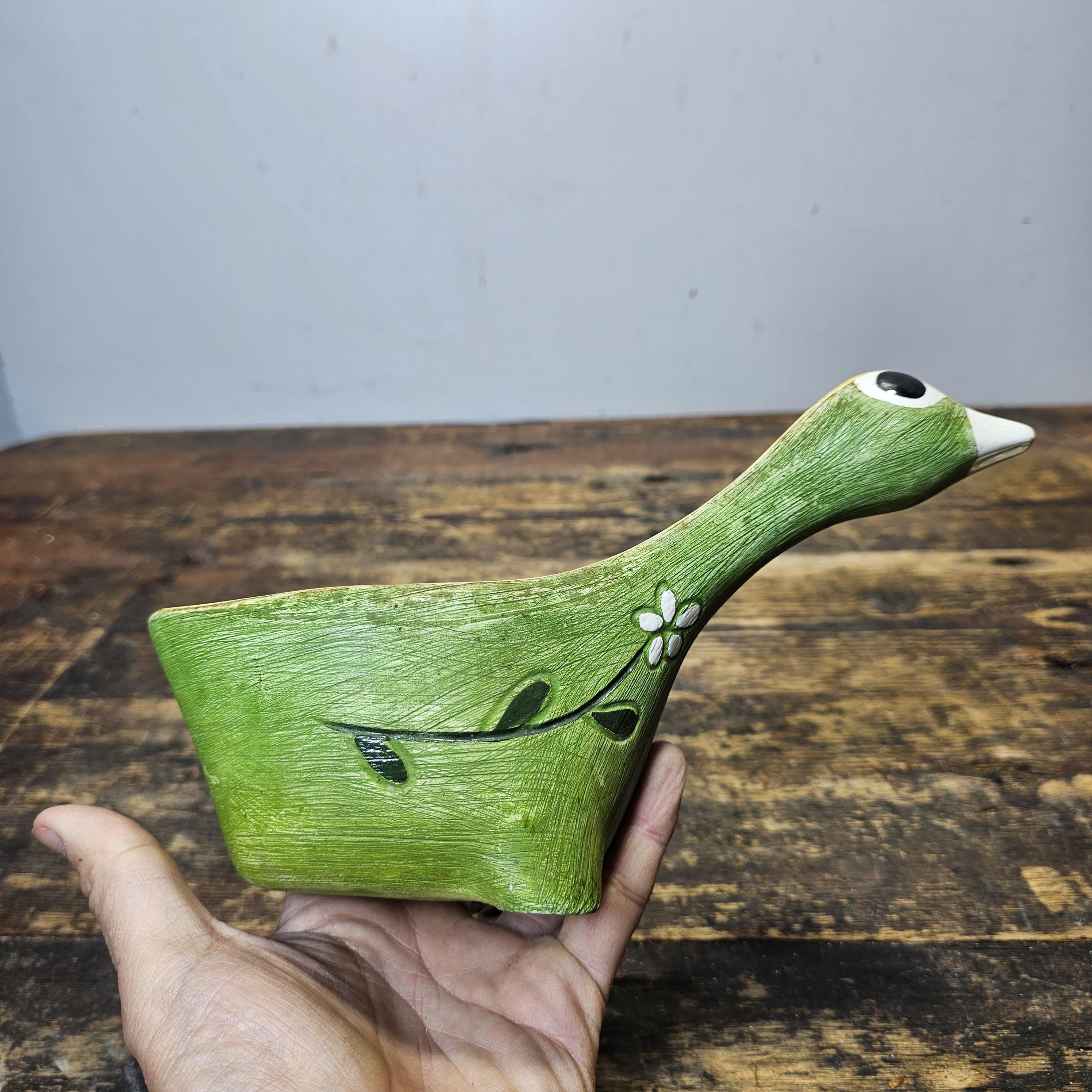 Brayton Laguna Pottery Floral Bird Decorative Guacamole Bowl and Spoon Set