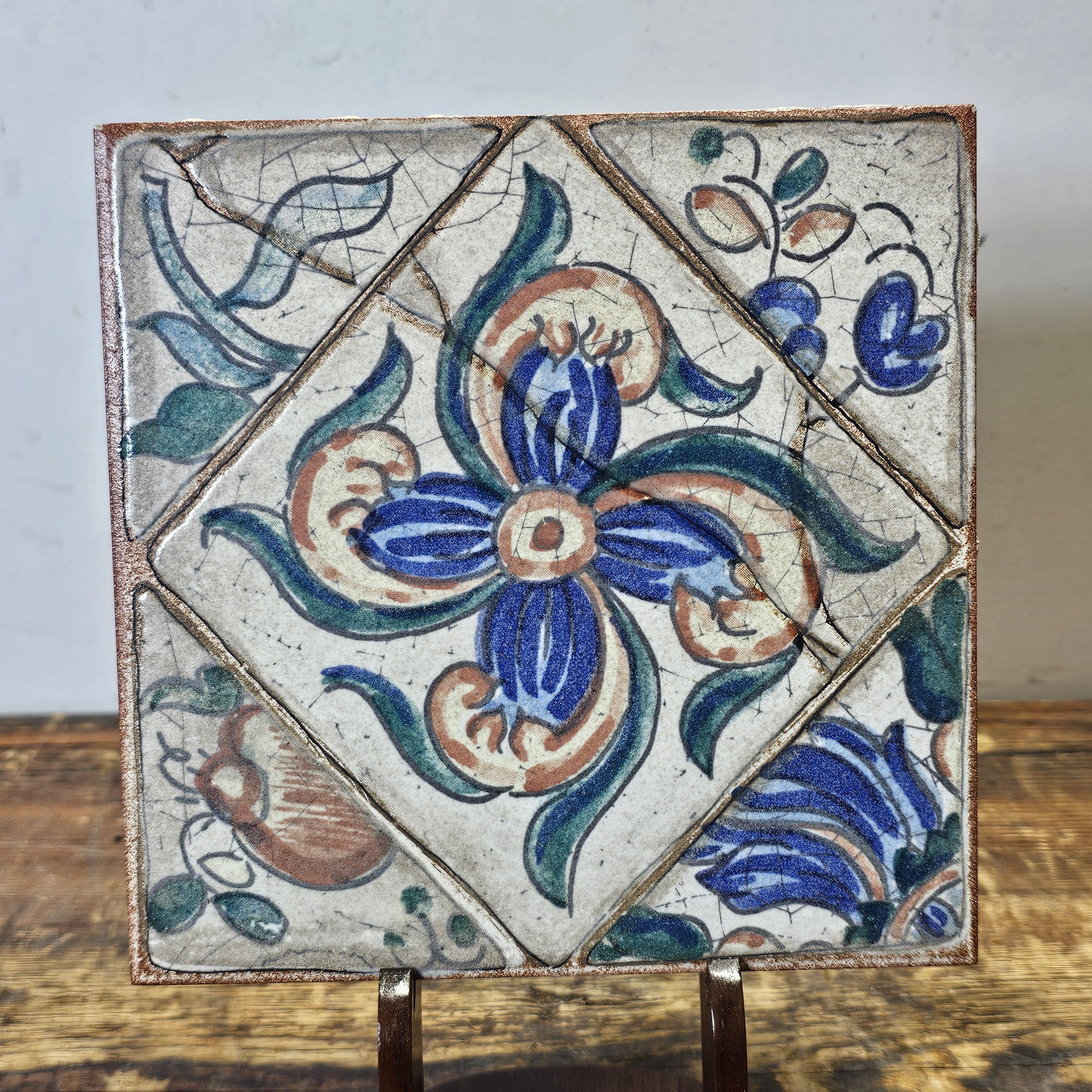 VENIS Made In Spain Gres De Elite Tile Trivet Antique Flower 6 x 6"
