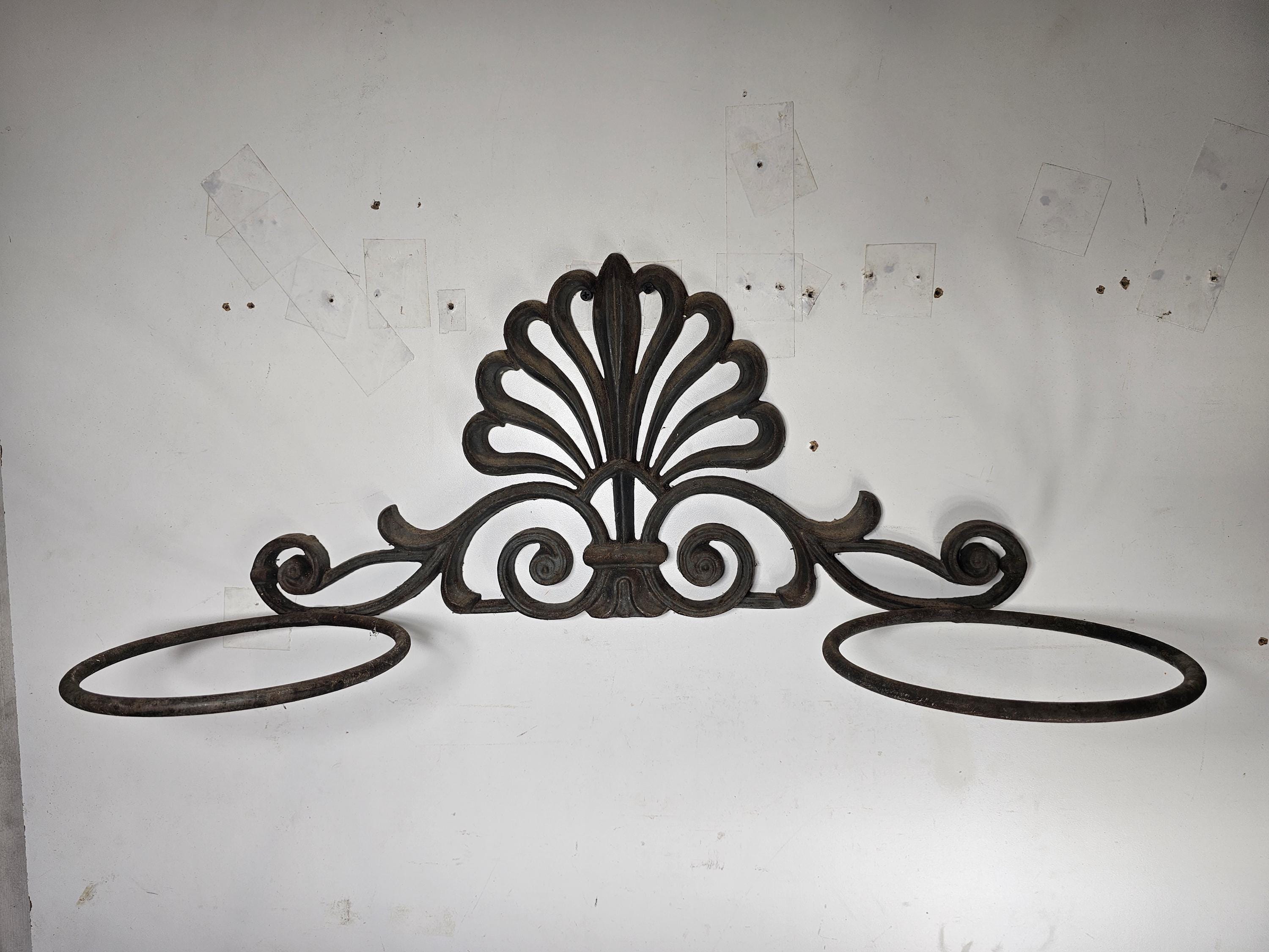 Victorian Style Cast Iron Wall Planter with Fan Design 26"L x 10.5"H x 8.5"D