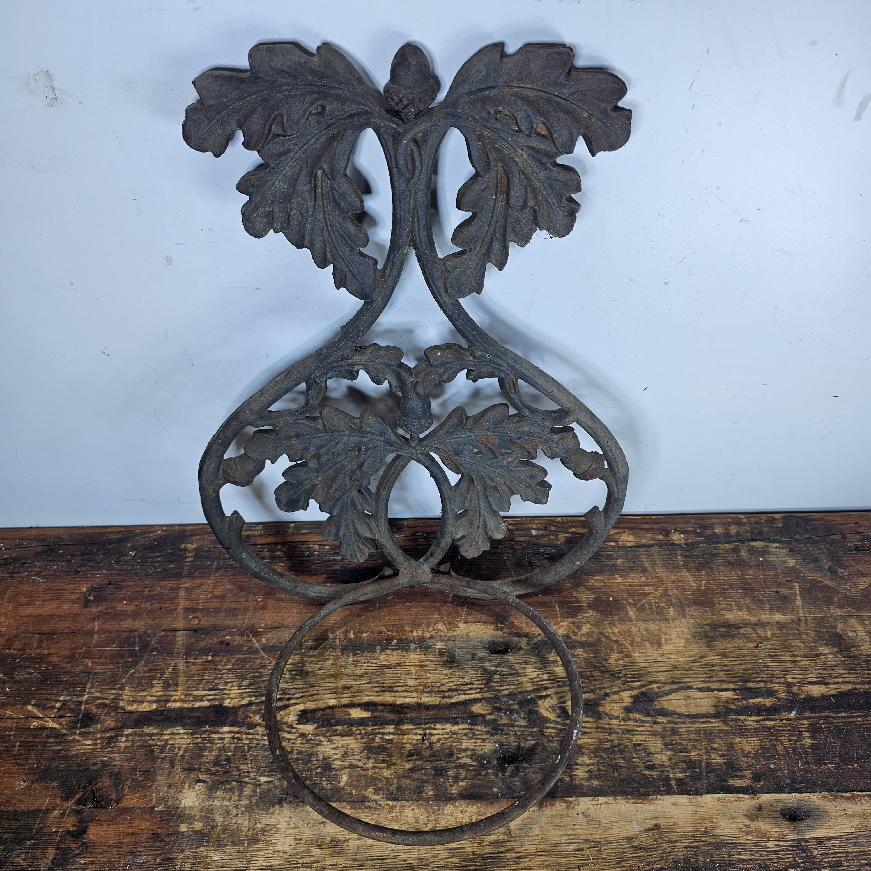 Victorian Style Cast Iron Wall Planter Oak Branch and Acorn Design