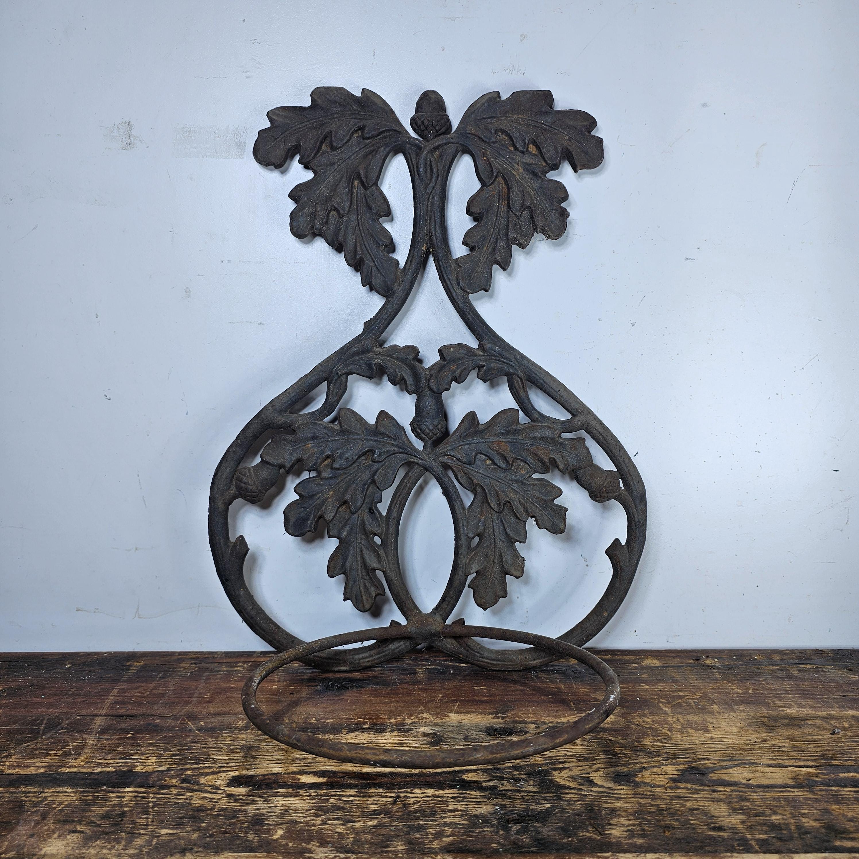 Victorian Style Cast Iron Wall Planter Oak Branch and Acorn Design