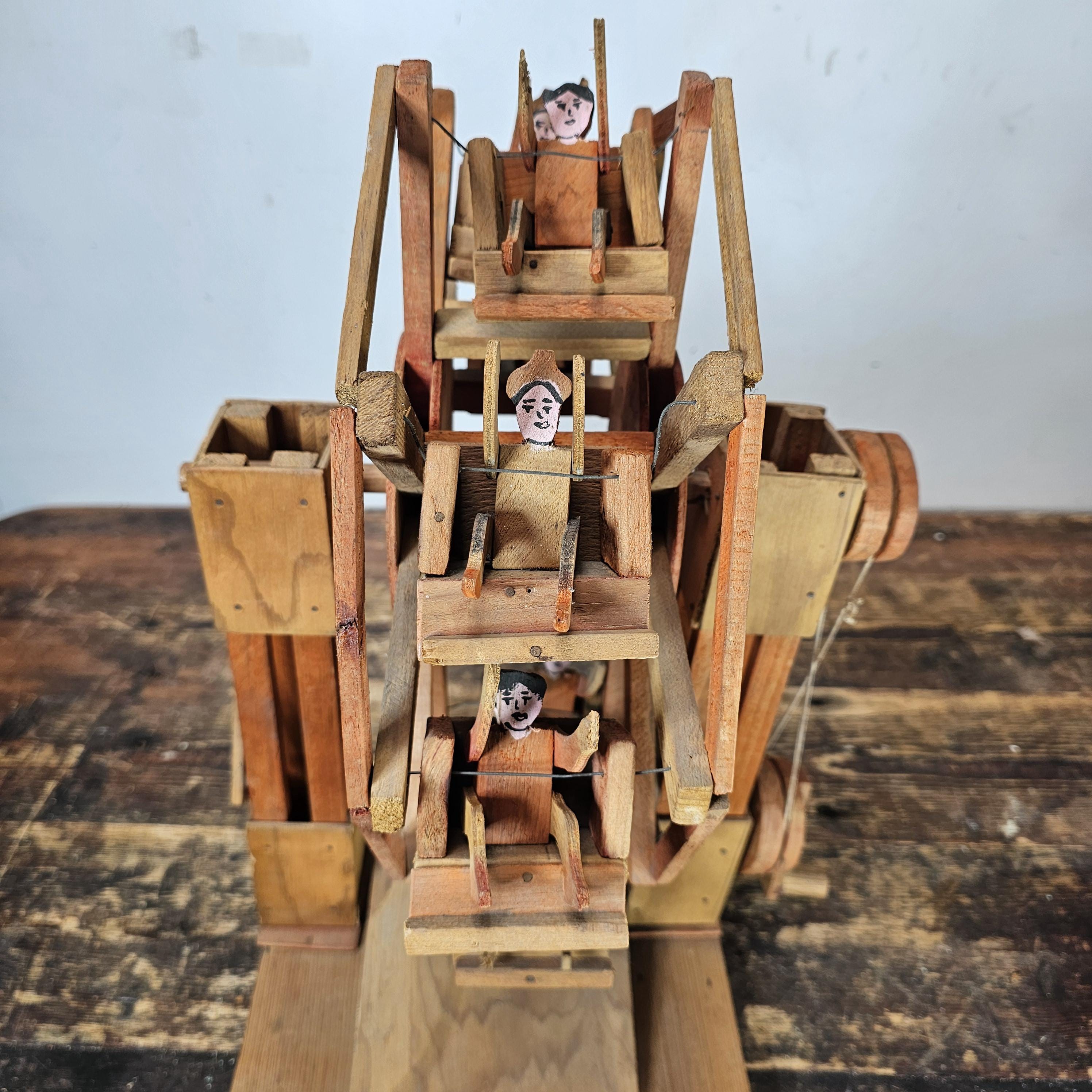 Vintage Mexican Folk Art Wooden Ferris Wheel
