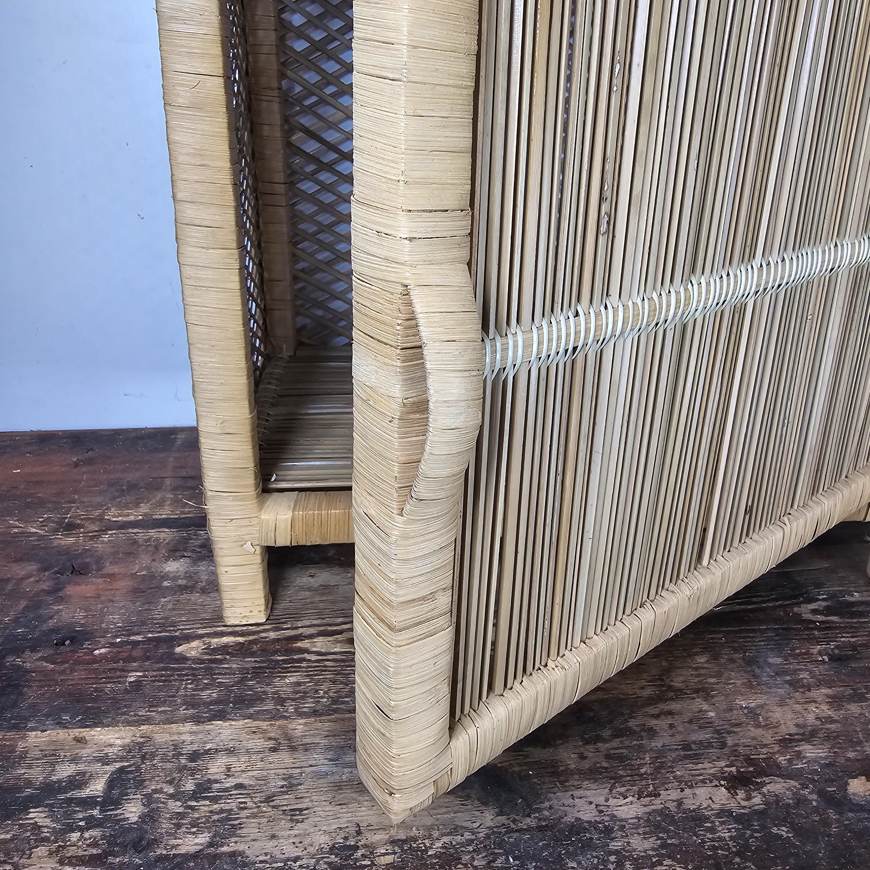 Vintage Rattan Nightstand Boho 18"W x 12"D x 26"H