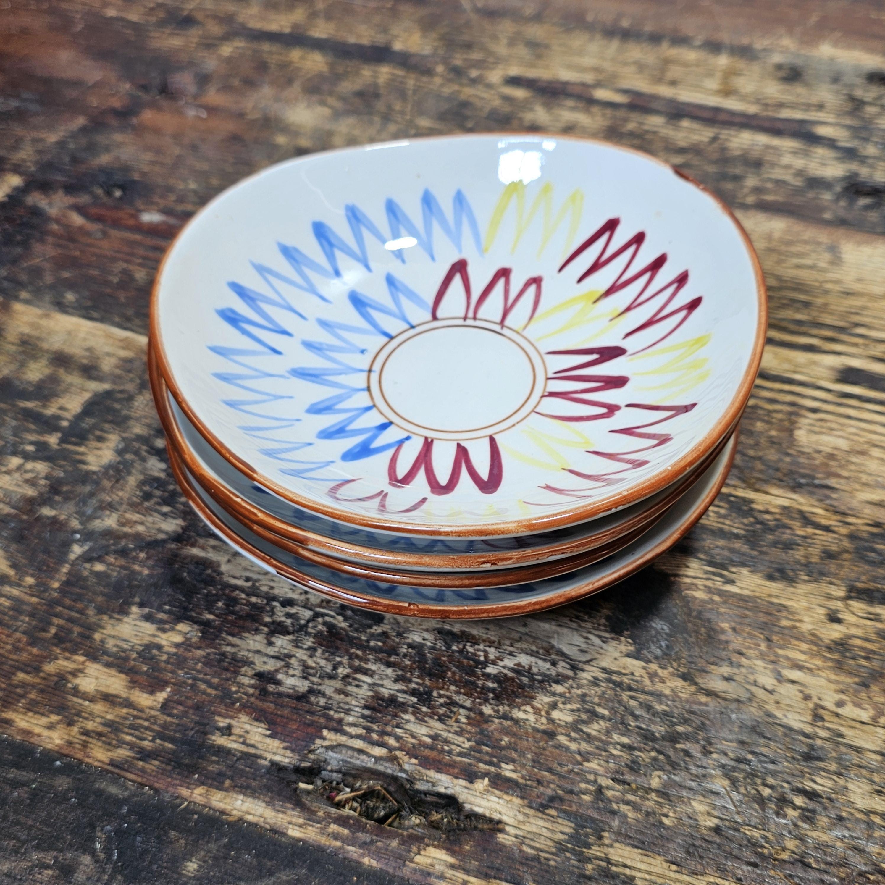 Set of 4 Vintage Nasco Hand Painted Fruit Snack Bowls 6" x 6" x 1.5"H