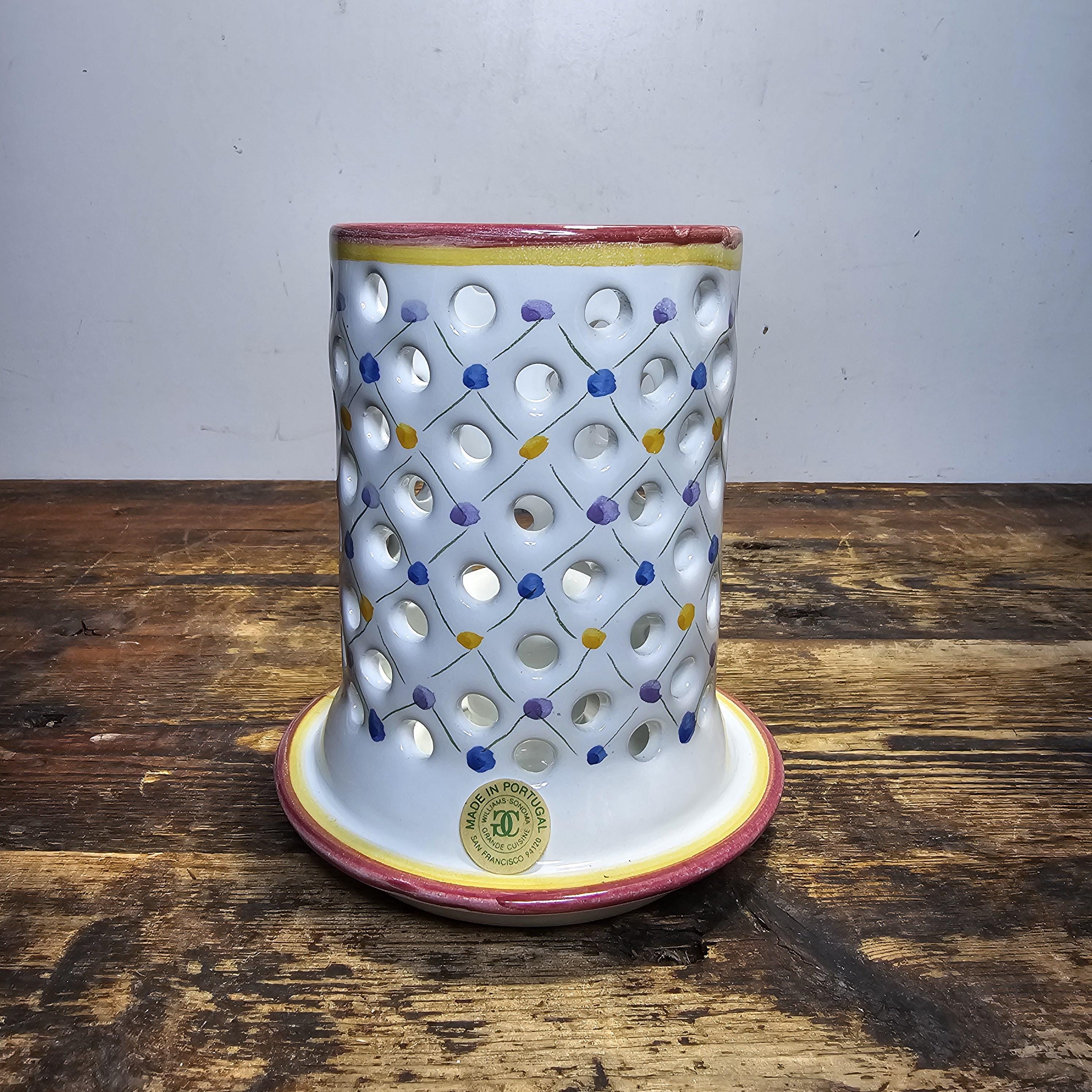 Vintage R. C. & CAL Hand Painted Candleholder Made In Portugal 6.5"H