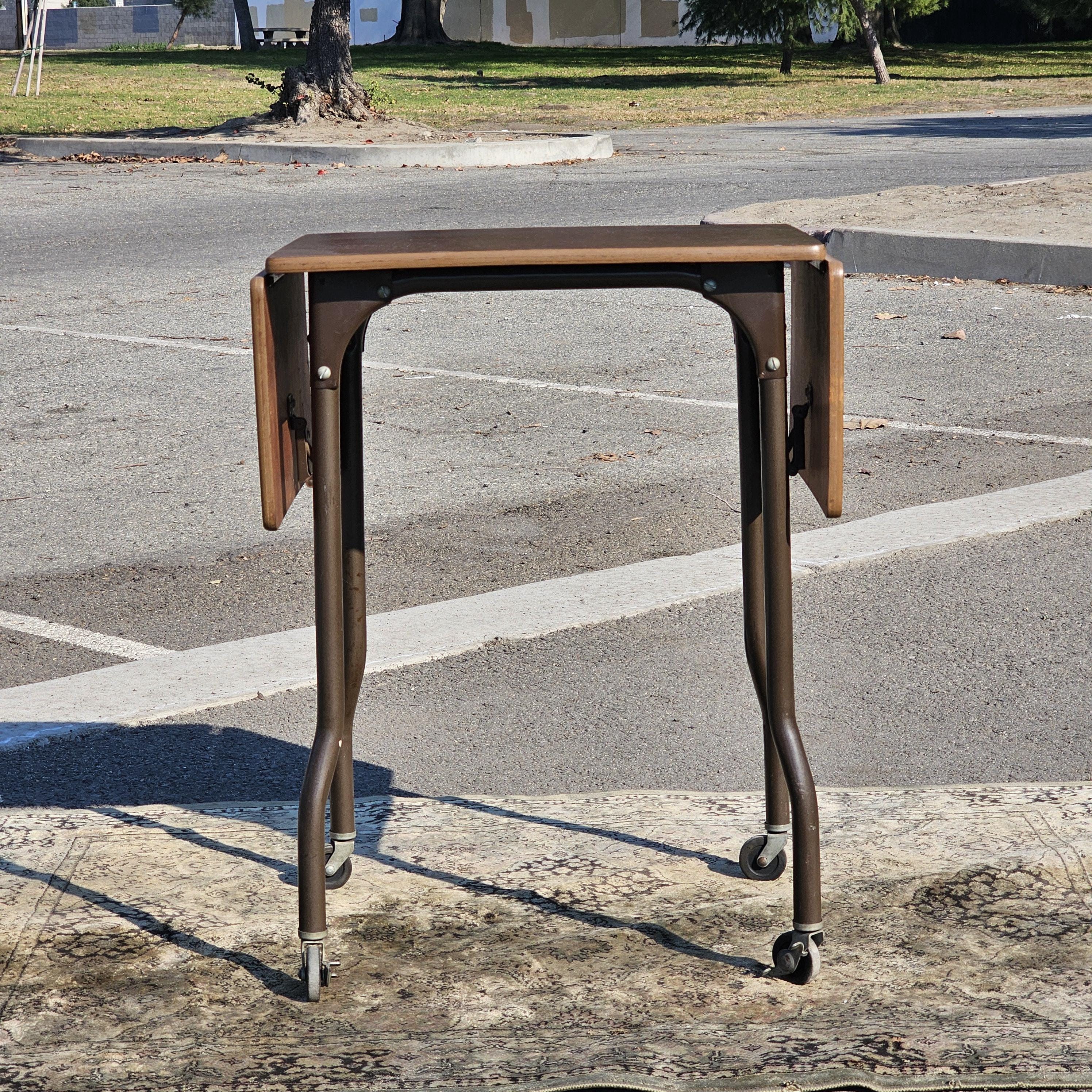 MASO Steel Products Rolling Drop Leaf Typewriter Table MCM