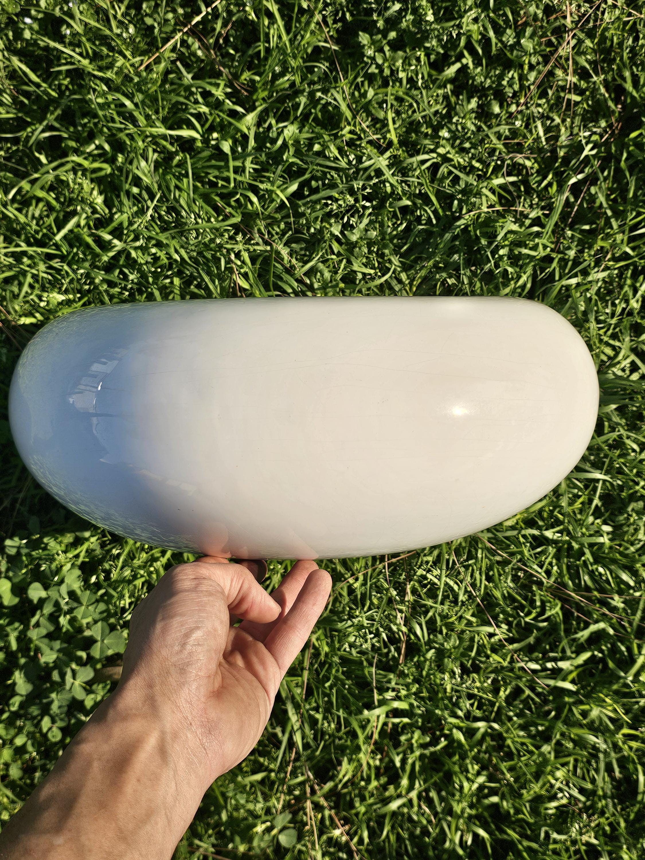 Semi-Spherical White Planter Ceramic Glazed Planter Pot with Drainage 15" Diam