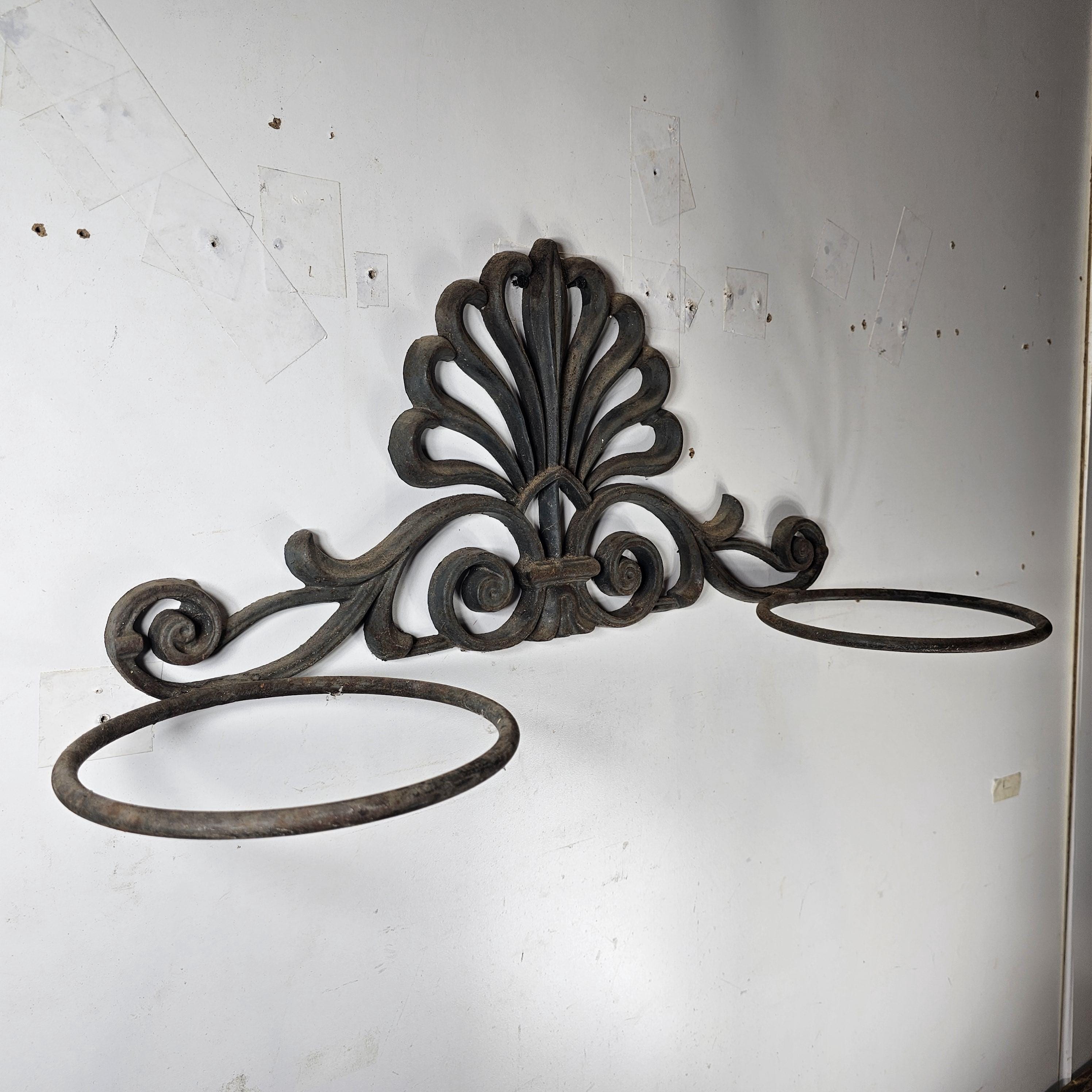 Victorian Style Cast Iron Wall Planter with Fan Design 26"L x 10.5"H x 8.5"D