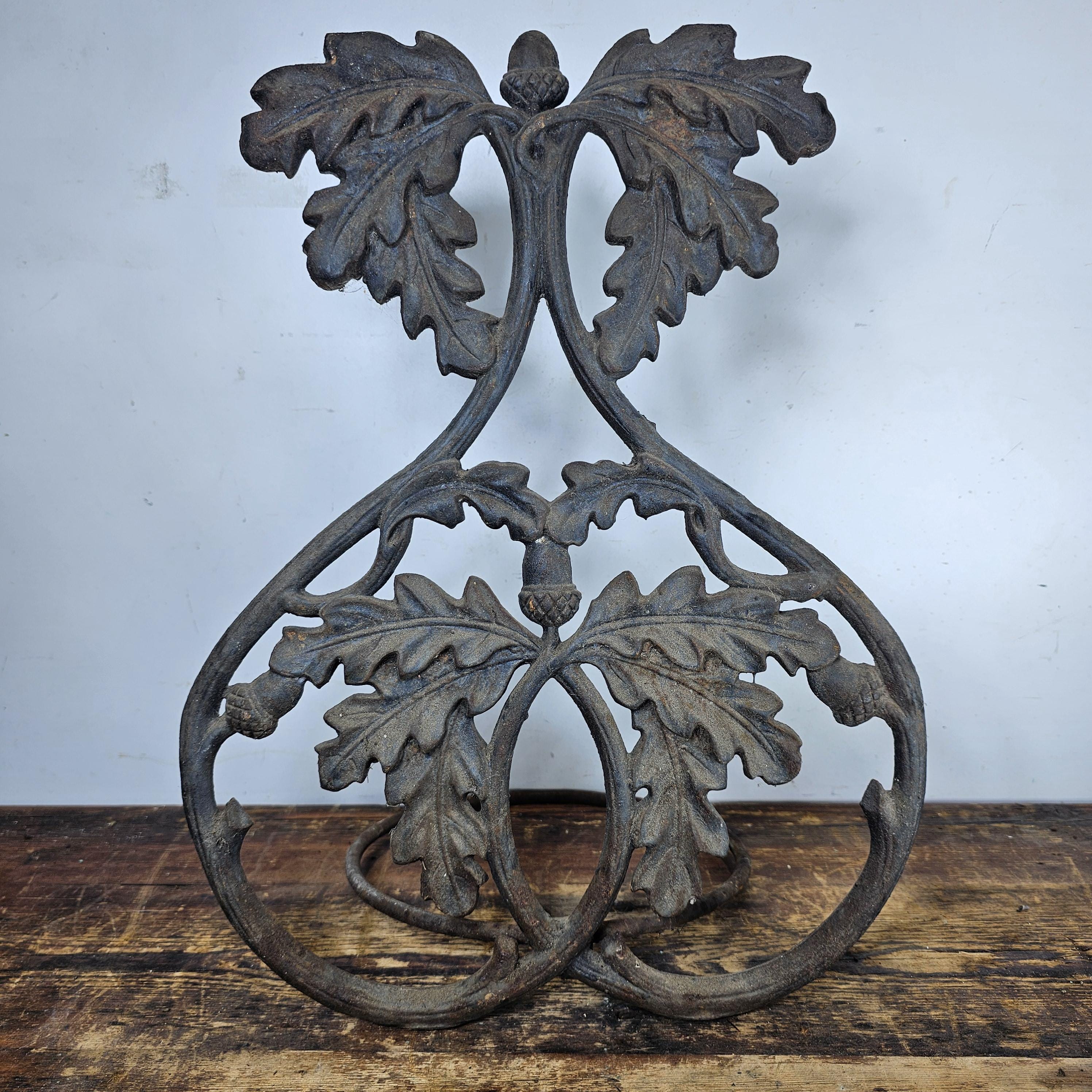 Victorian Style Cast Iron Wall Planter Oak Branch and Acorn Design