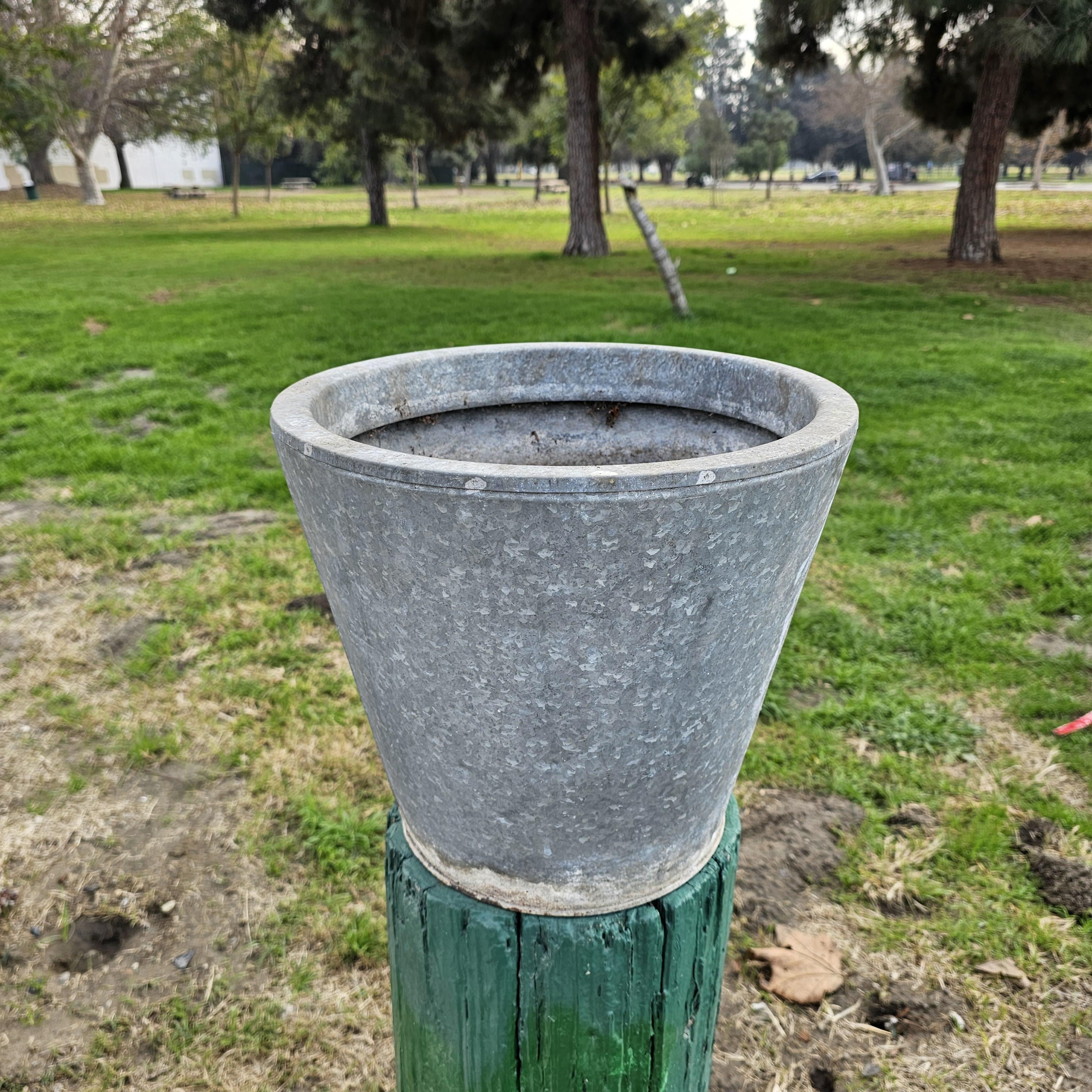 Vintage Distressed Galvanized Metal Planter 15"Diam x 13"H