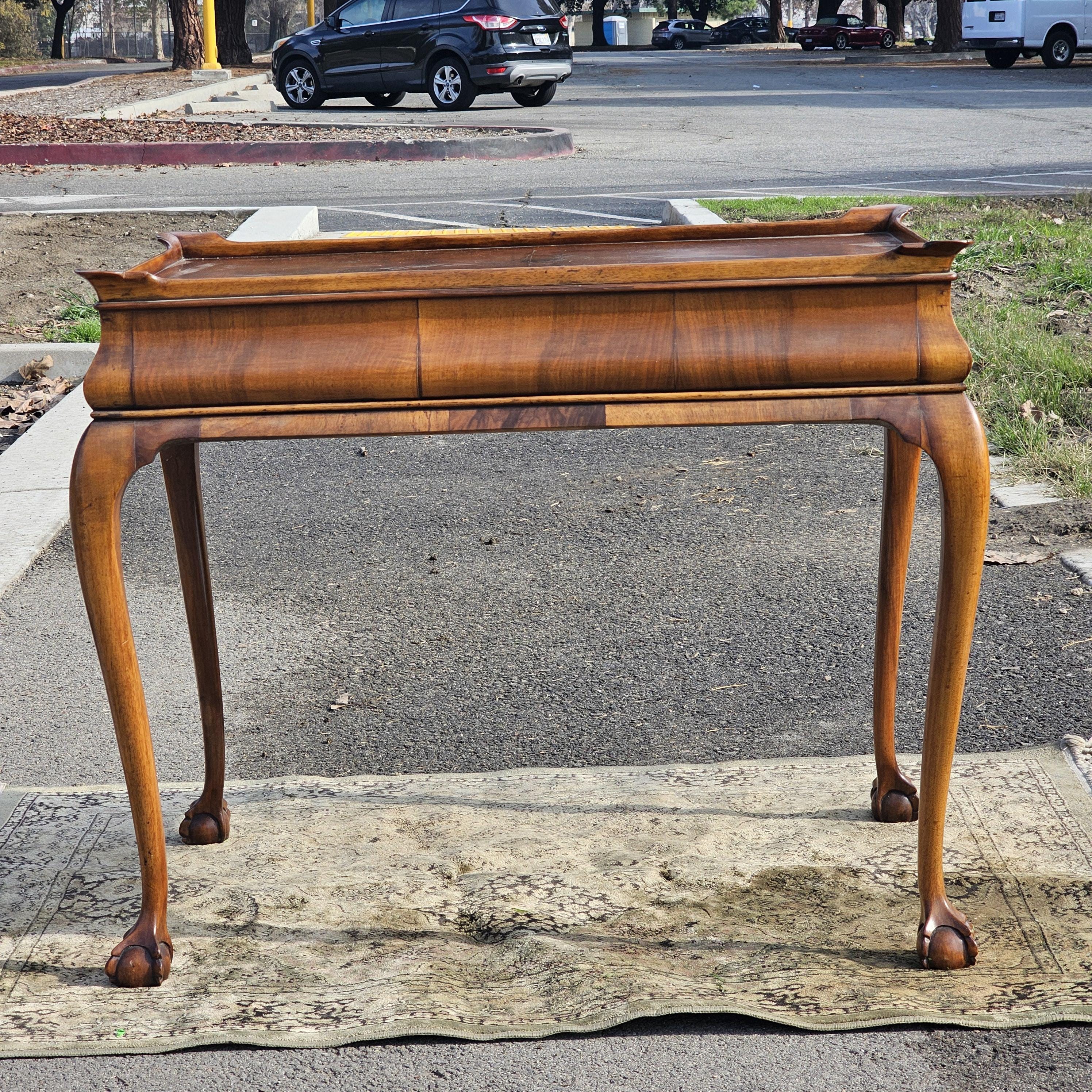 Local Pickup Only Antique Queen Anne style Tea Table With Burled Walnut On The Top