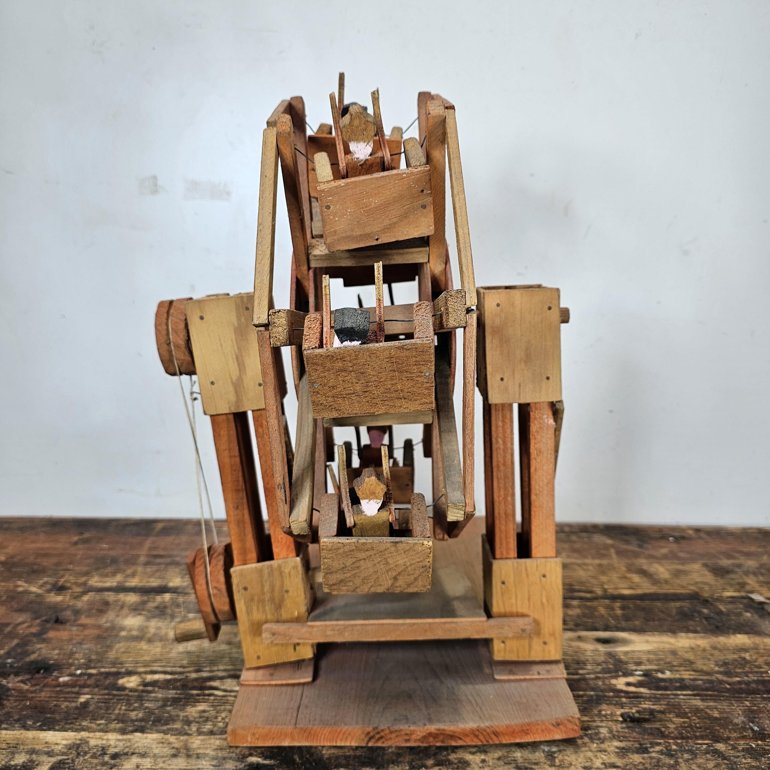 Vintage Mexican Folk Art Wooden Ferris Wheel