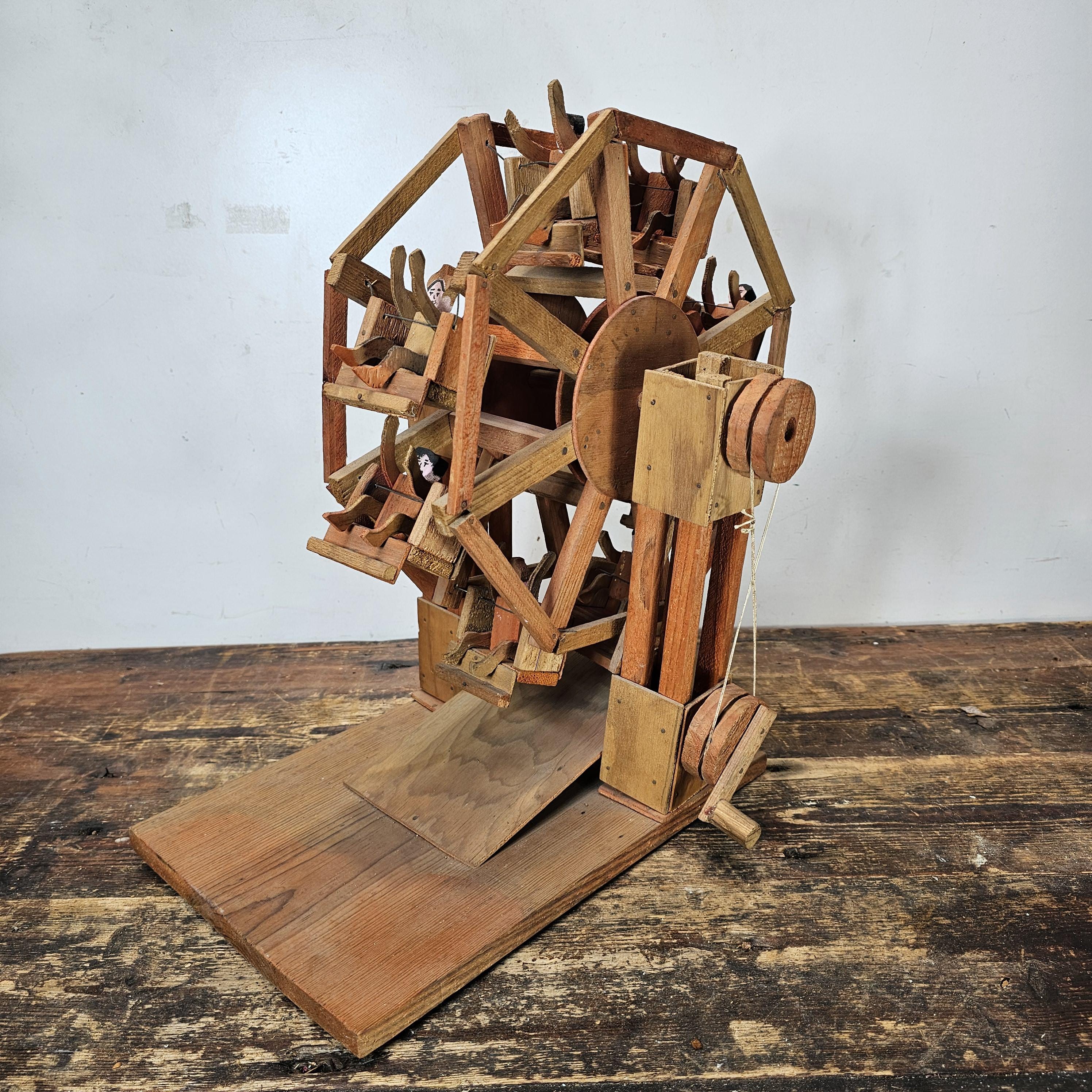 Vintage Mexican Folk Art Wooden Ferris Wheel