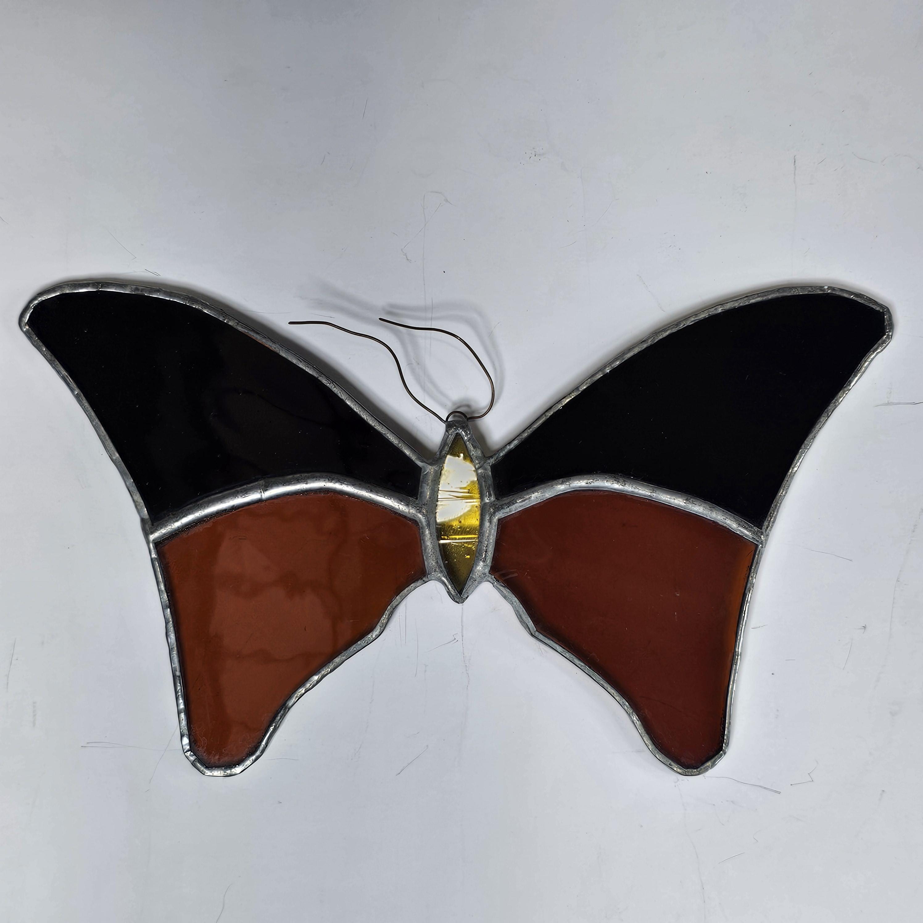 Vintage Butterfly Stained Glass Sun Catcher 8" x 4.5"