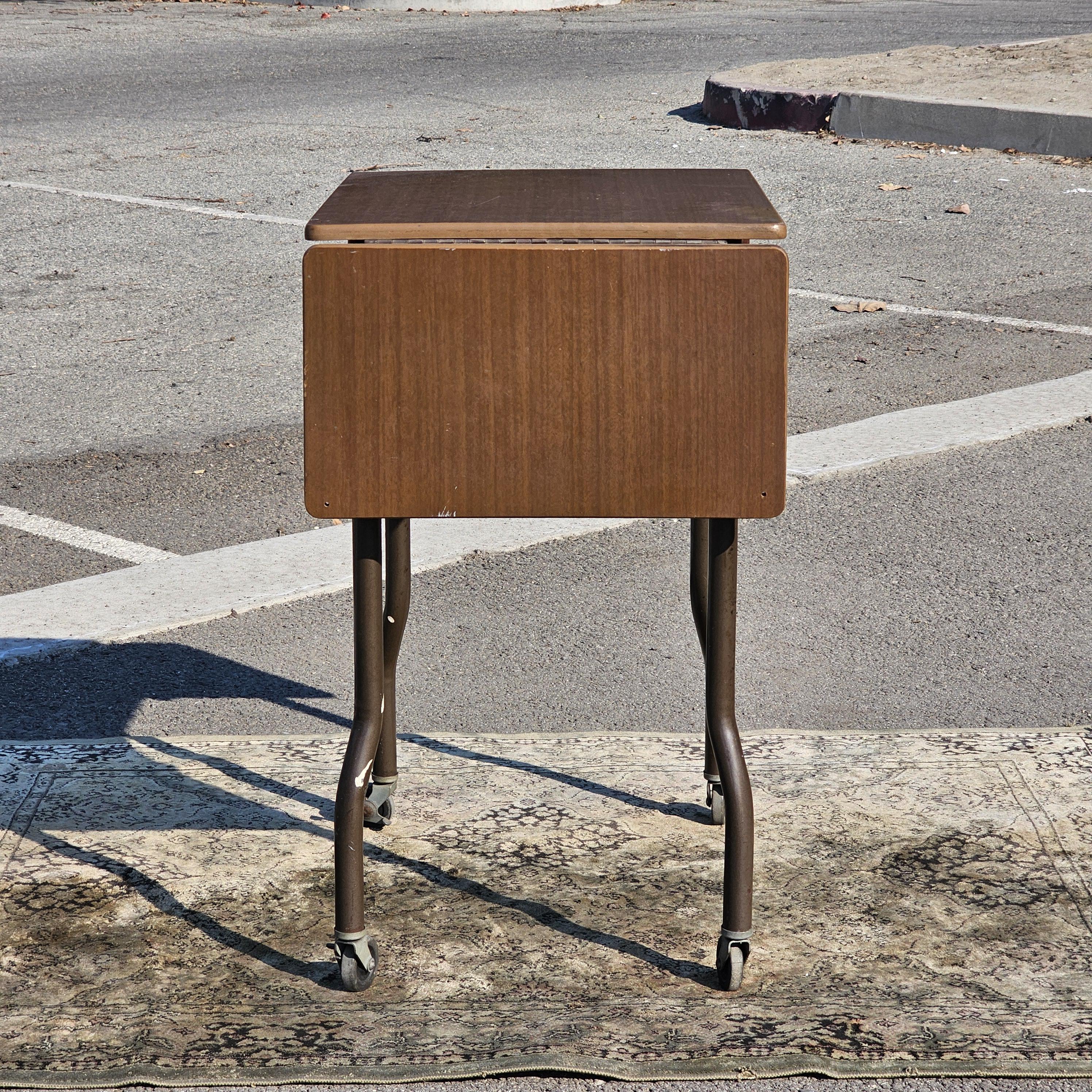 MASO Steel Products Rolling Drop Leaf Typewriter Table MCM