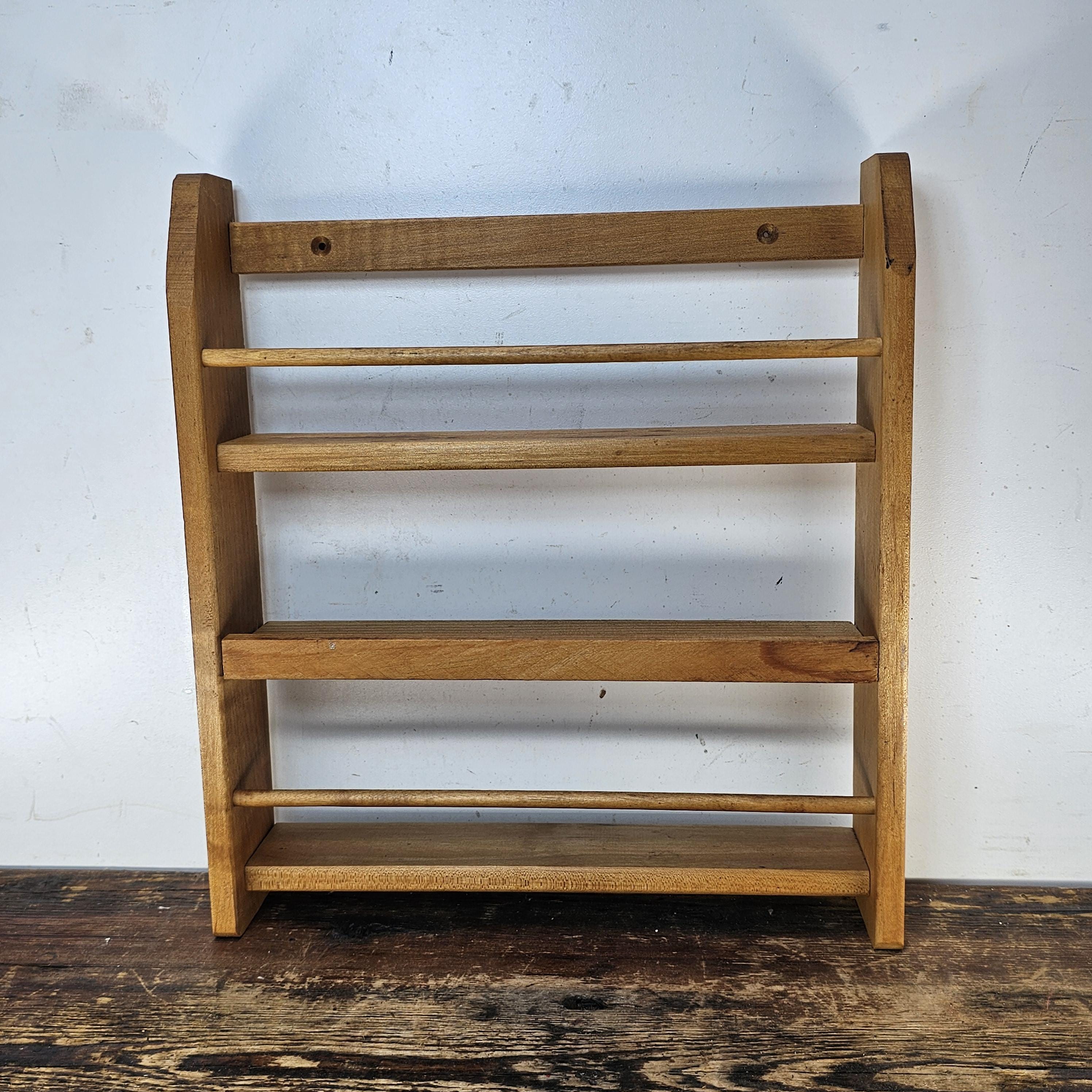 Vintage Rustic Wood Spice Cabinet Rack Wall Mounted 14"H x 12.75"W x 2.75"D