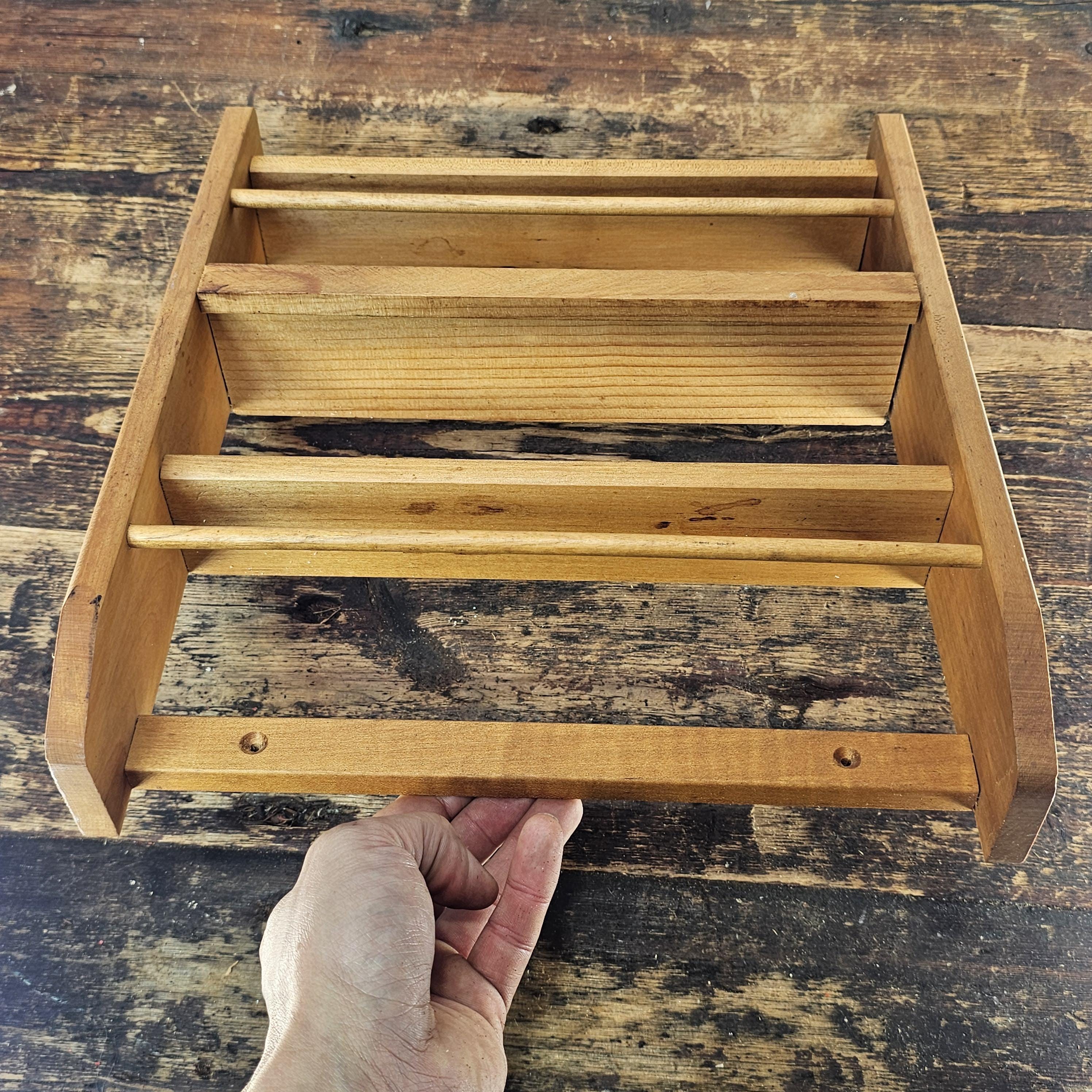 Vintage Rustic Wood Spice Cabinet Rack Wall Mounted 14"H x 12.75"W x 2.75"D