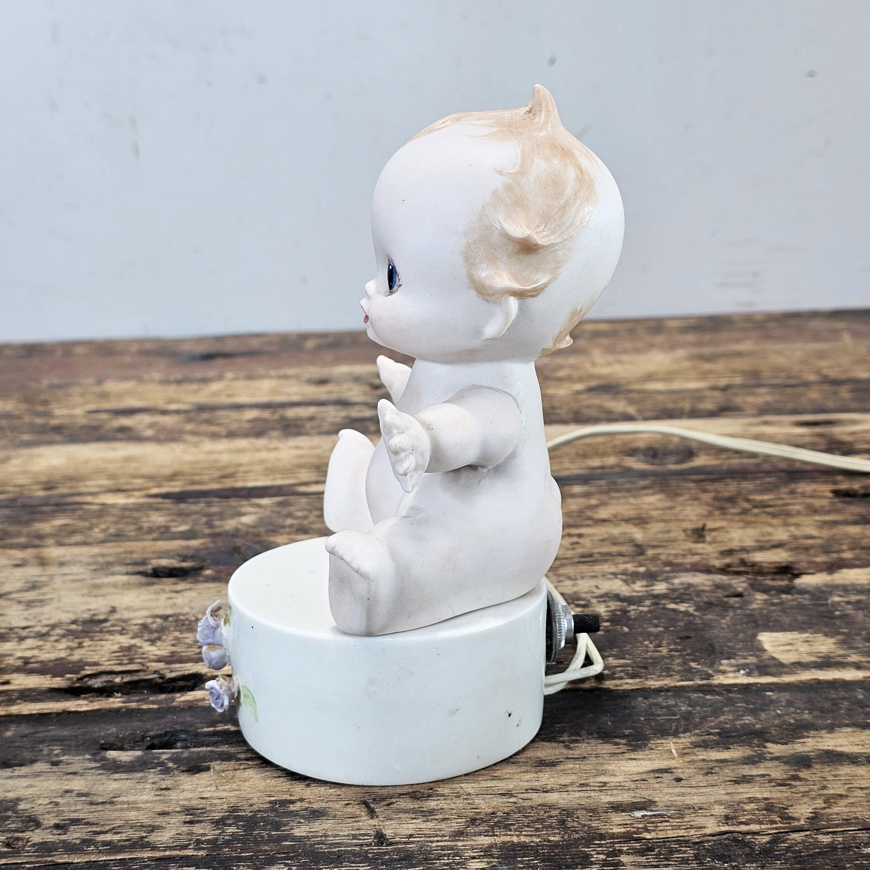 Vintage Kewpie Baby Doll Bisque Lamp 7.5"H