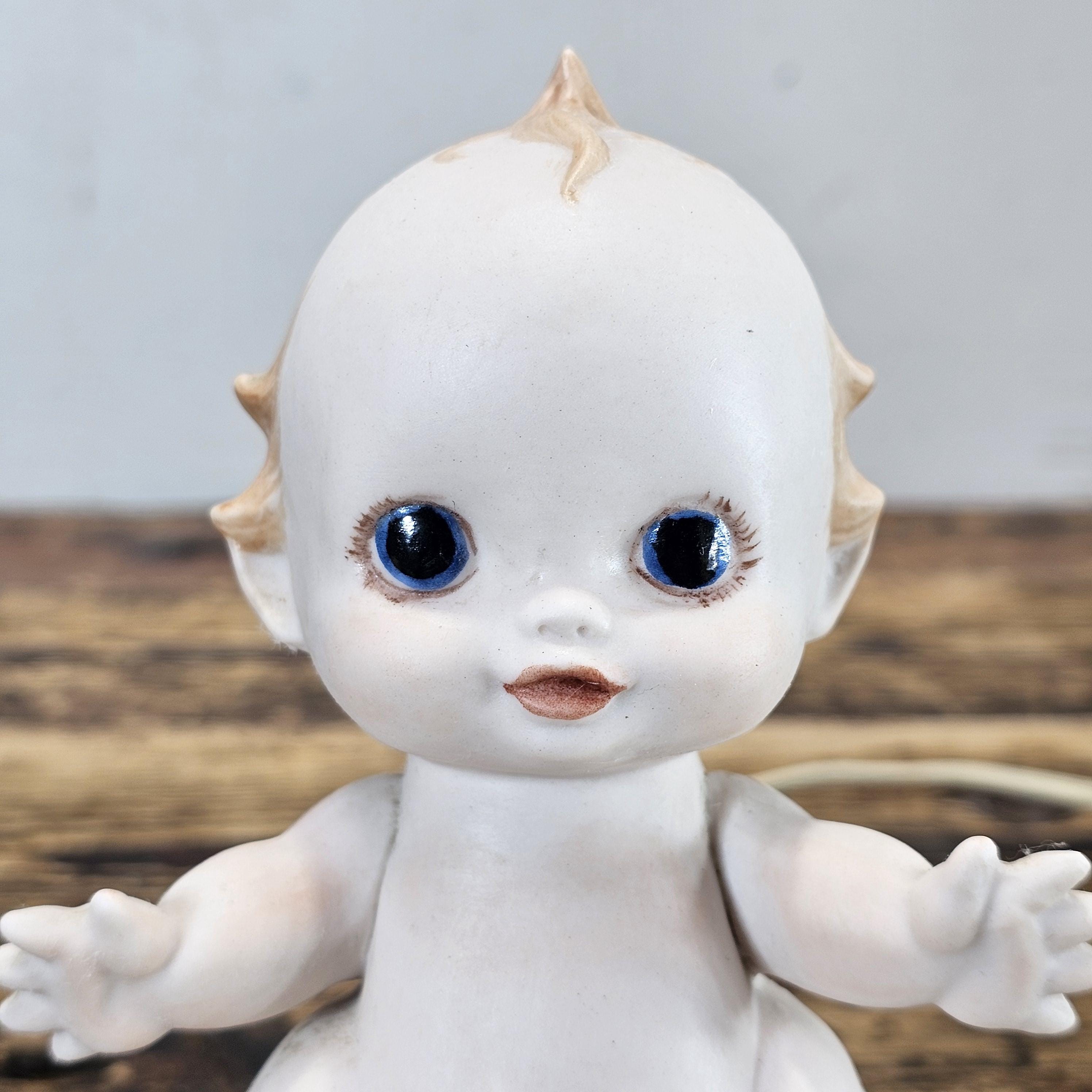 Vintage Kewpie Baby Doll Bisque Lamp 7.5"H