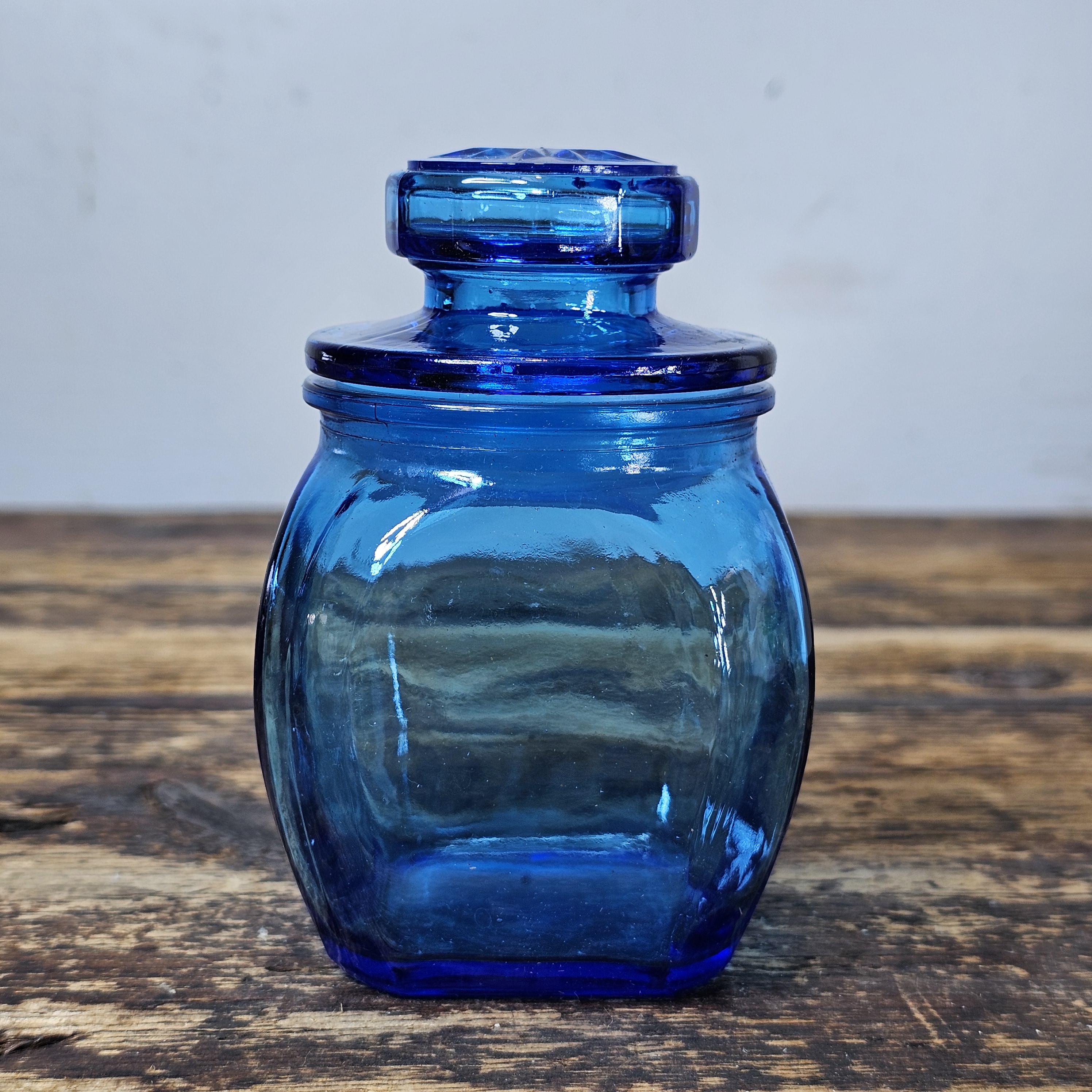 Vintage Cobalt Blue Glass Apothecary Jar 2.75"L x 2.75"W x 4.25"H