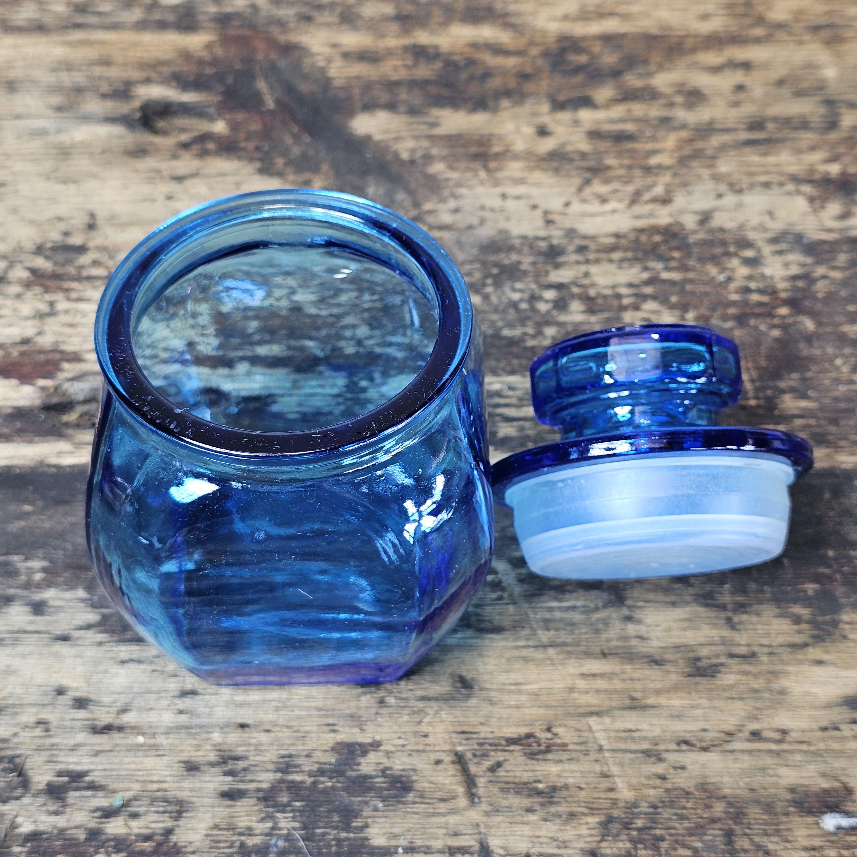 Vintage Cobalt Blue Glass Apothecary Jar 2.75"L x 2.75"W x 4.25"H
