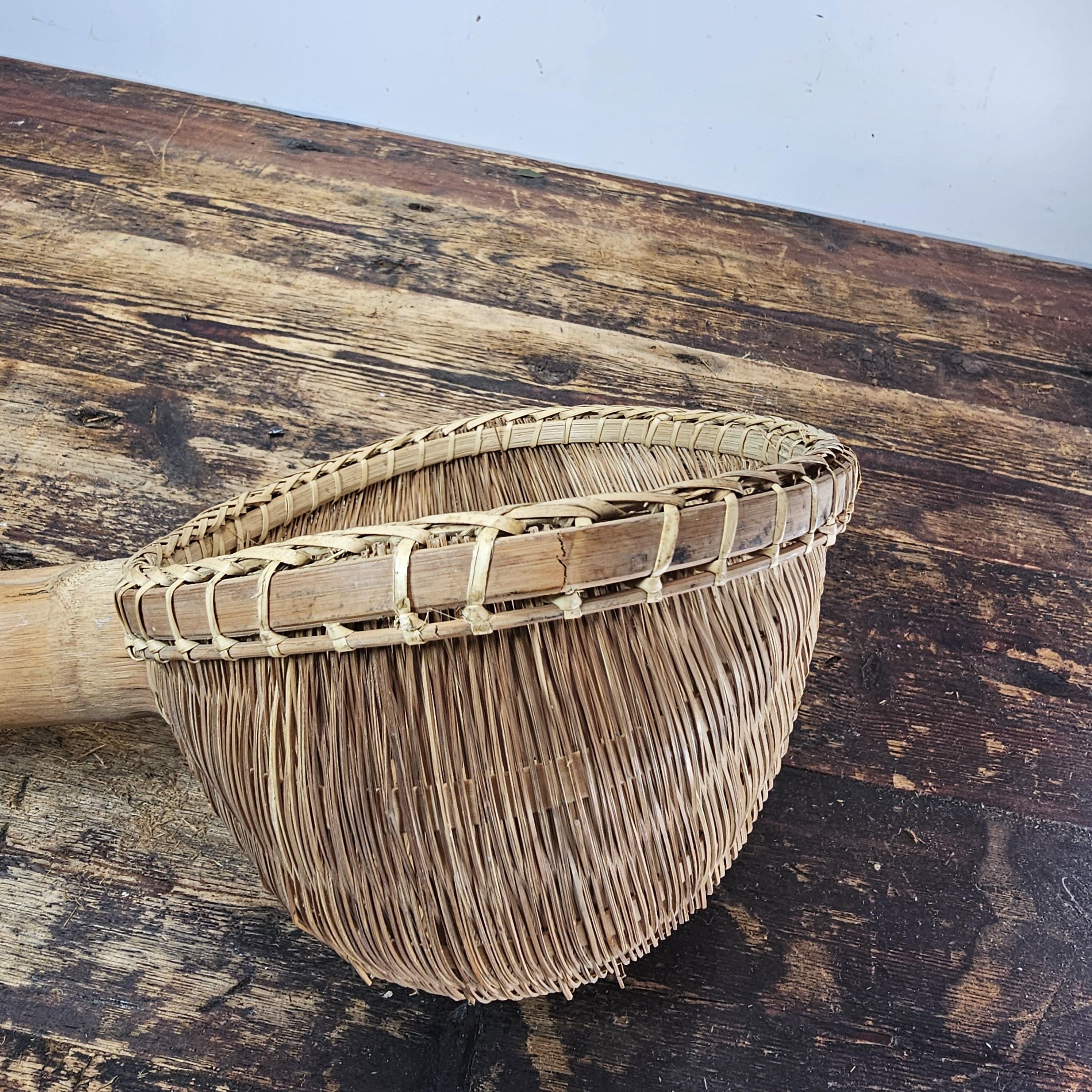 Primitive Hand Woven Bamboo Strainer Ladle