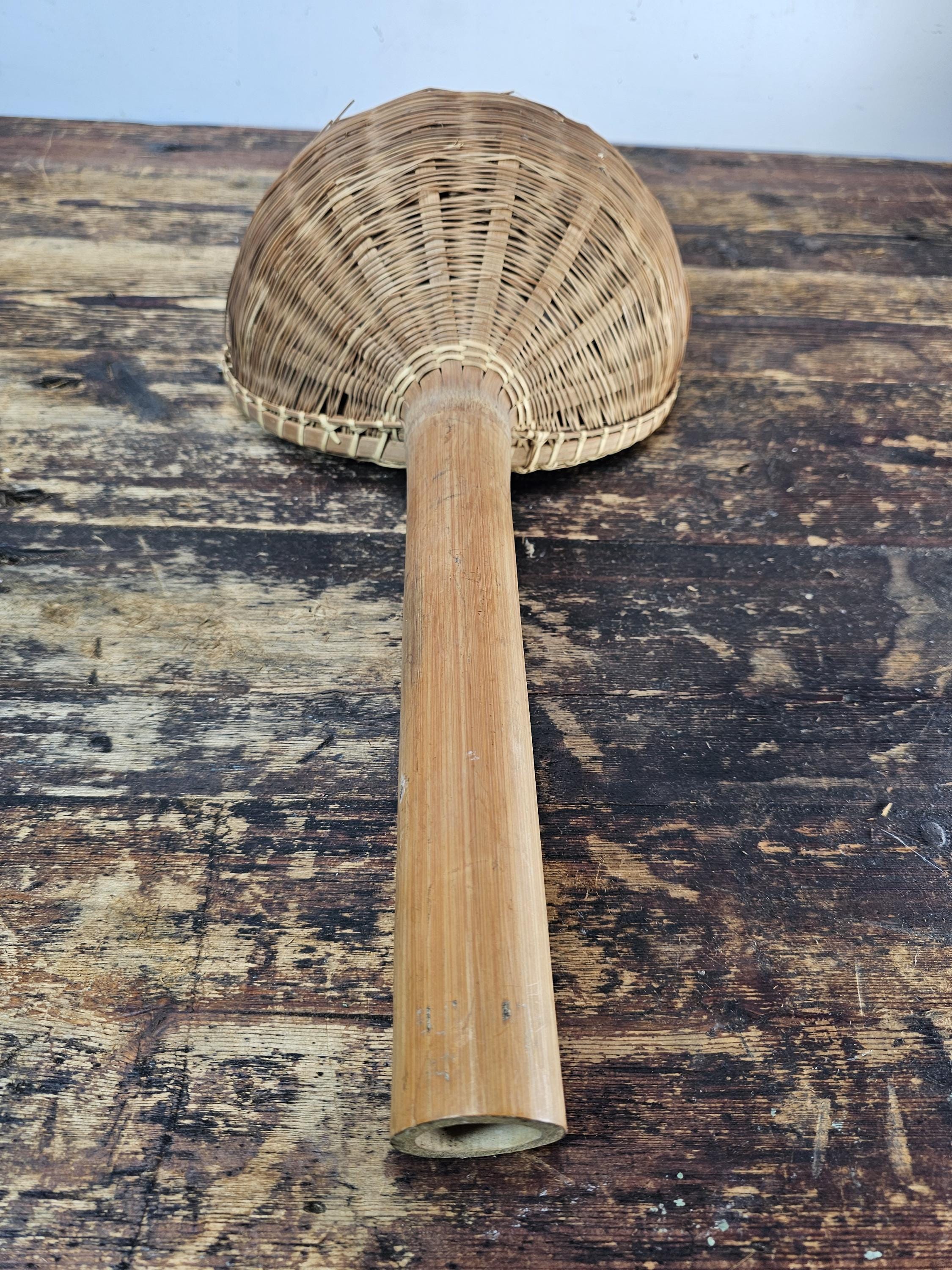 Primitive Hand Woven Bamboo Strainer Ladle