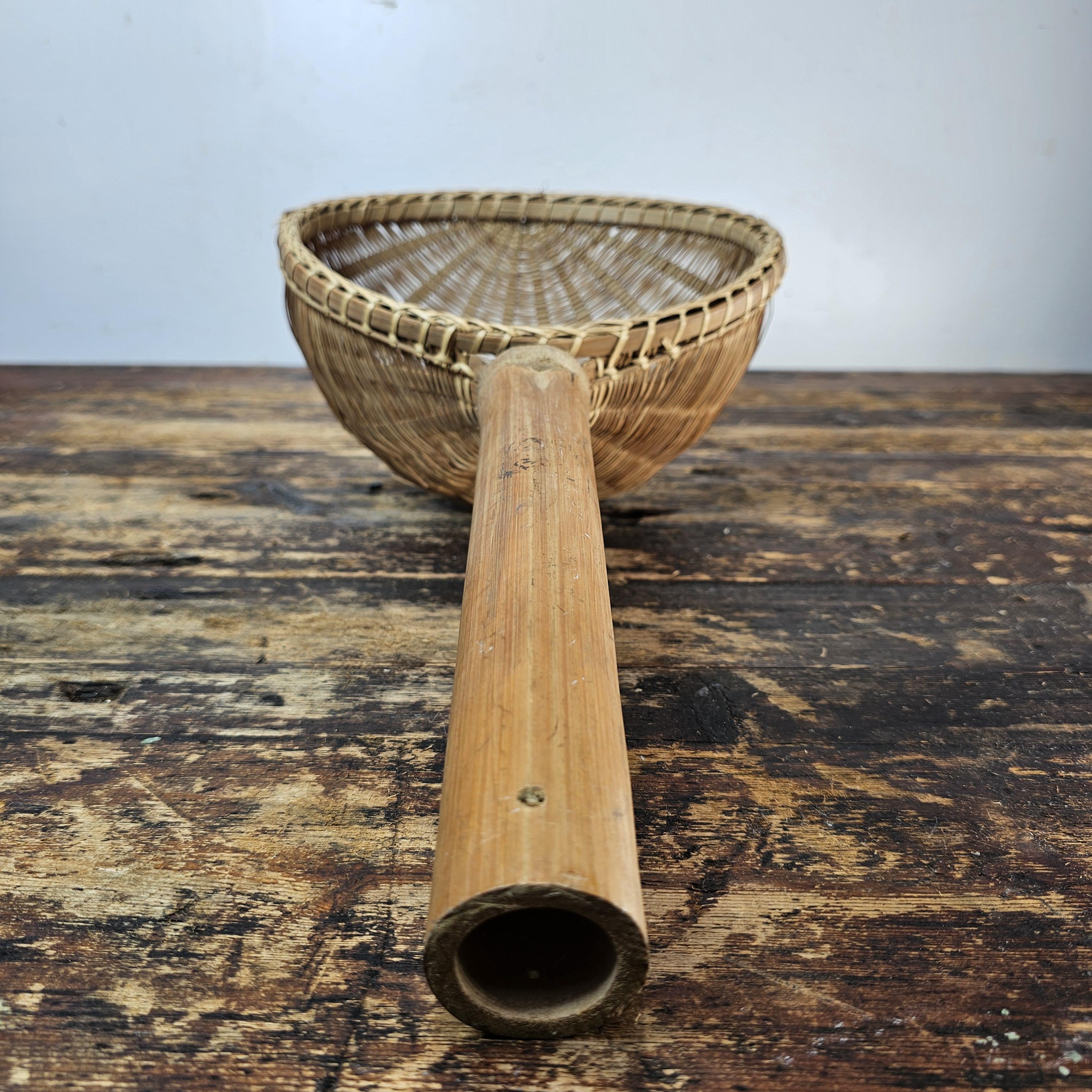 Primitive Hand Woven Bamboo Strainer Ladle