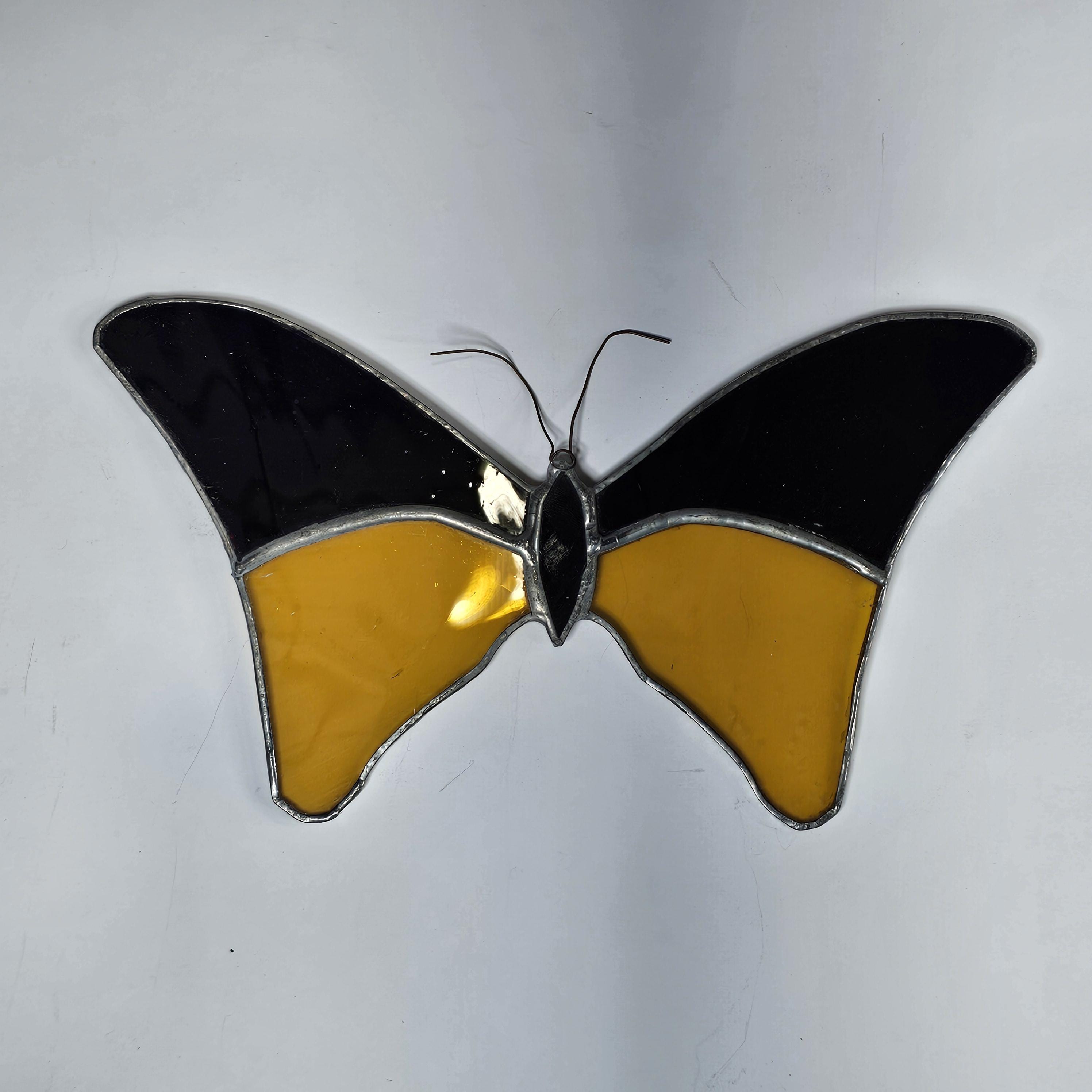 Vintage Butterfly Stained Glass Sun Catcher 8" x 4.5"