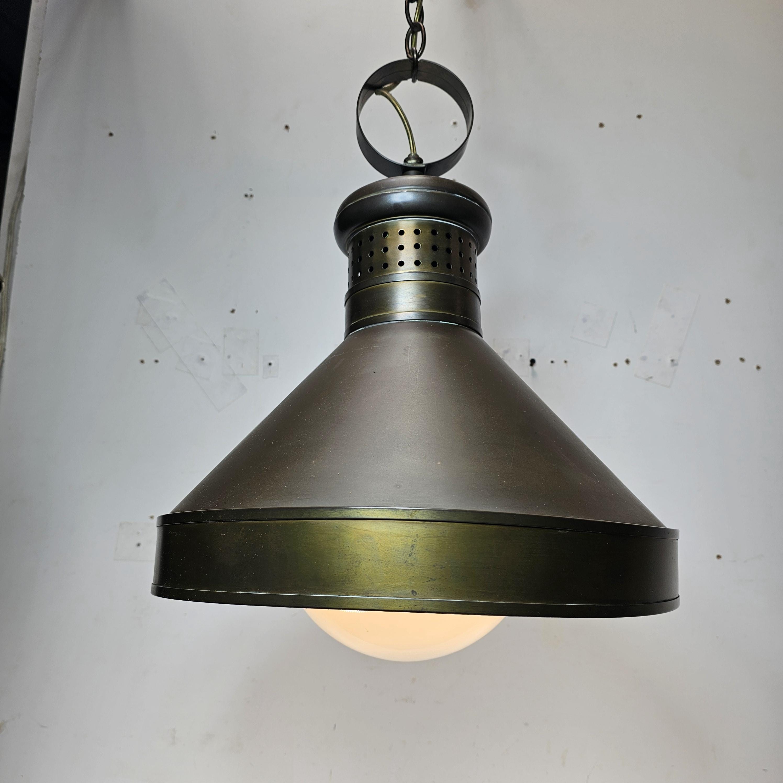 Vintage Brass Rustic Industrial Hanging Pendant Light Lamp Farmhouse Barn