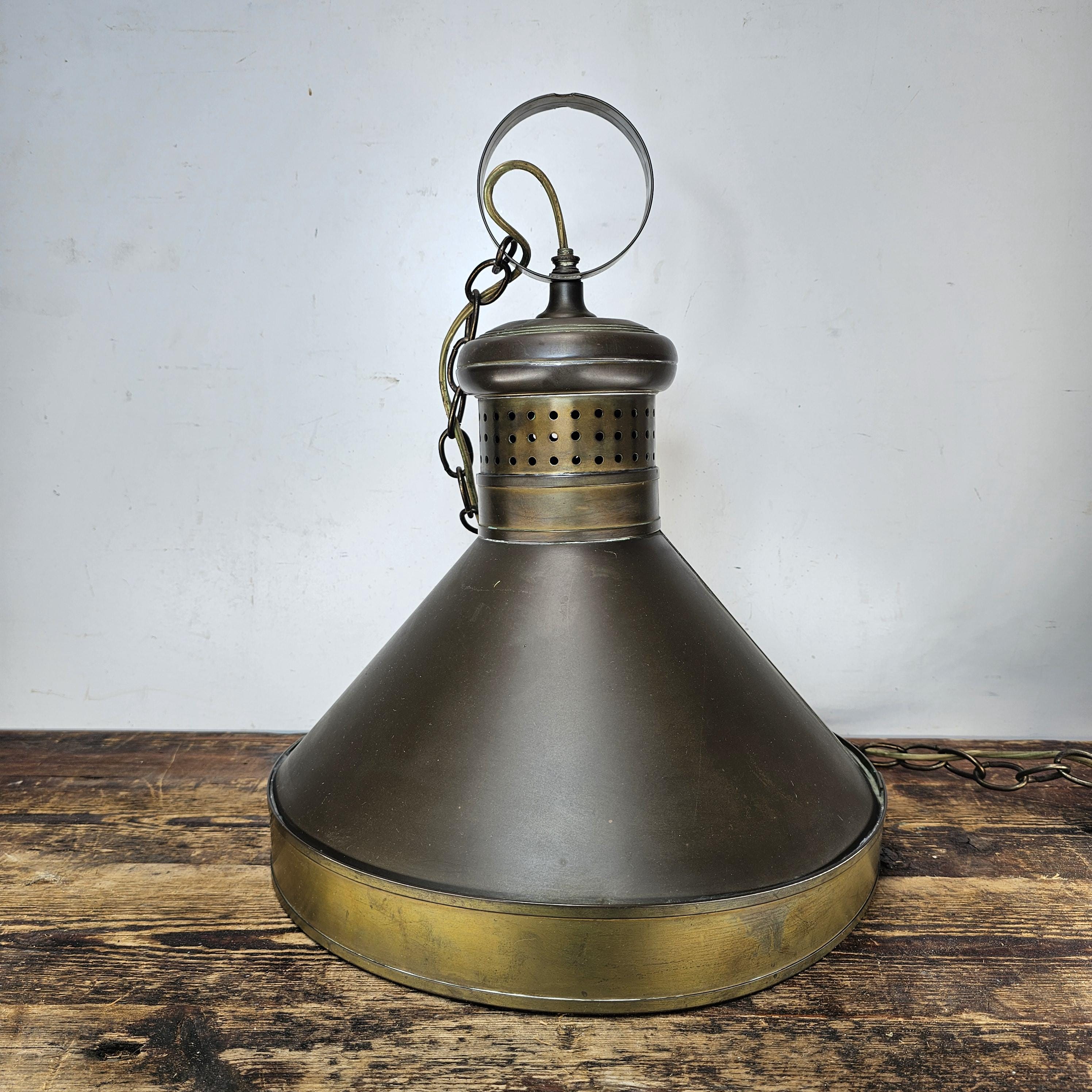 Vintage Brass Rustic Industrial Hanging Pendant Light Lamp Farmhouse Barn