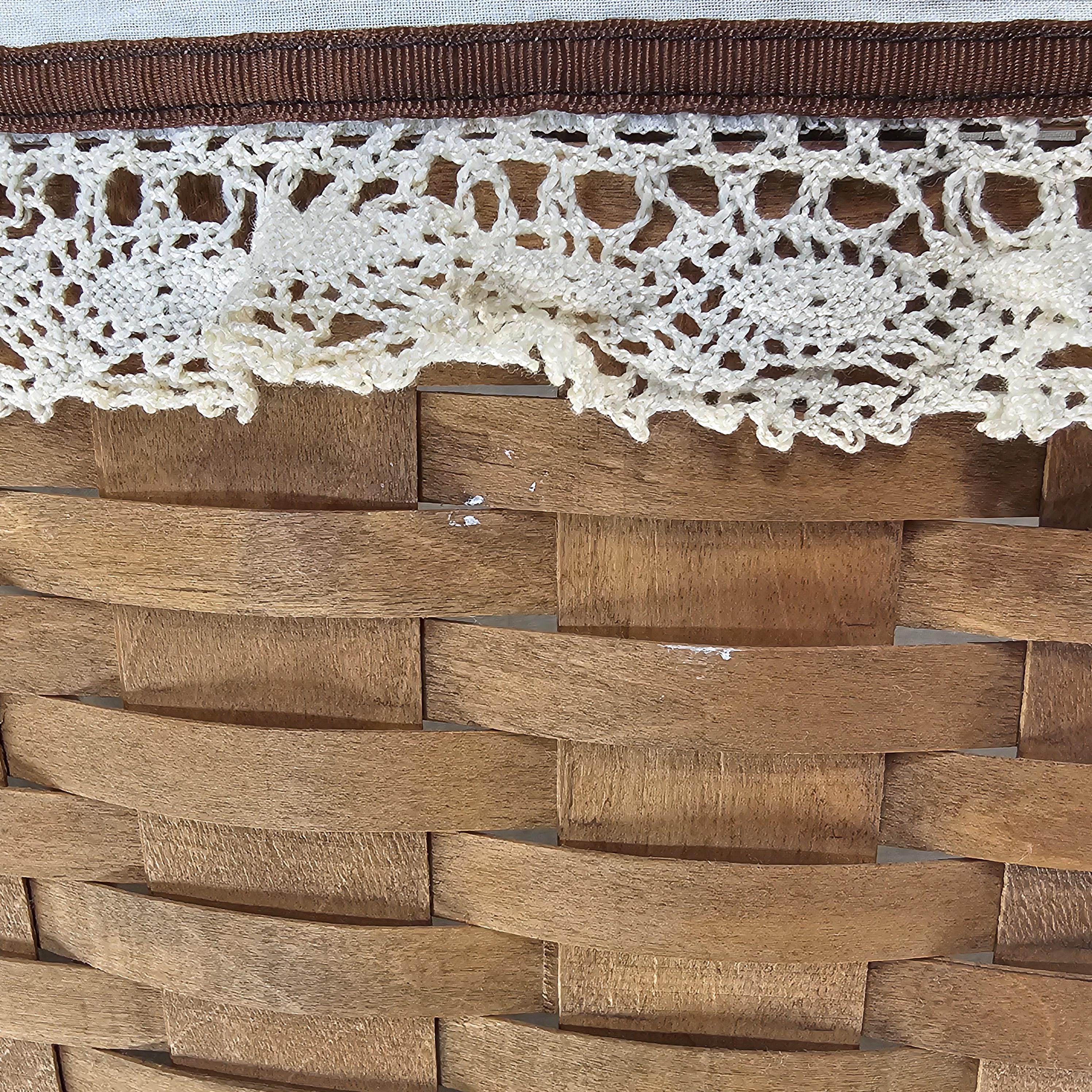 Longaberger Footed Magazine Basket-Swinging Handle With Original Liner 1985