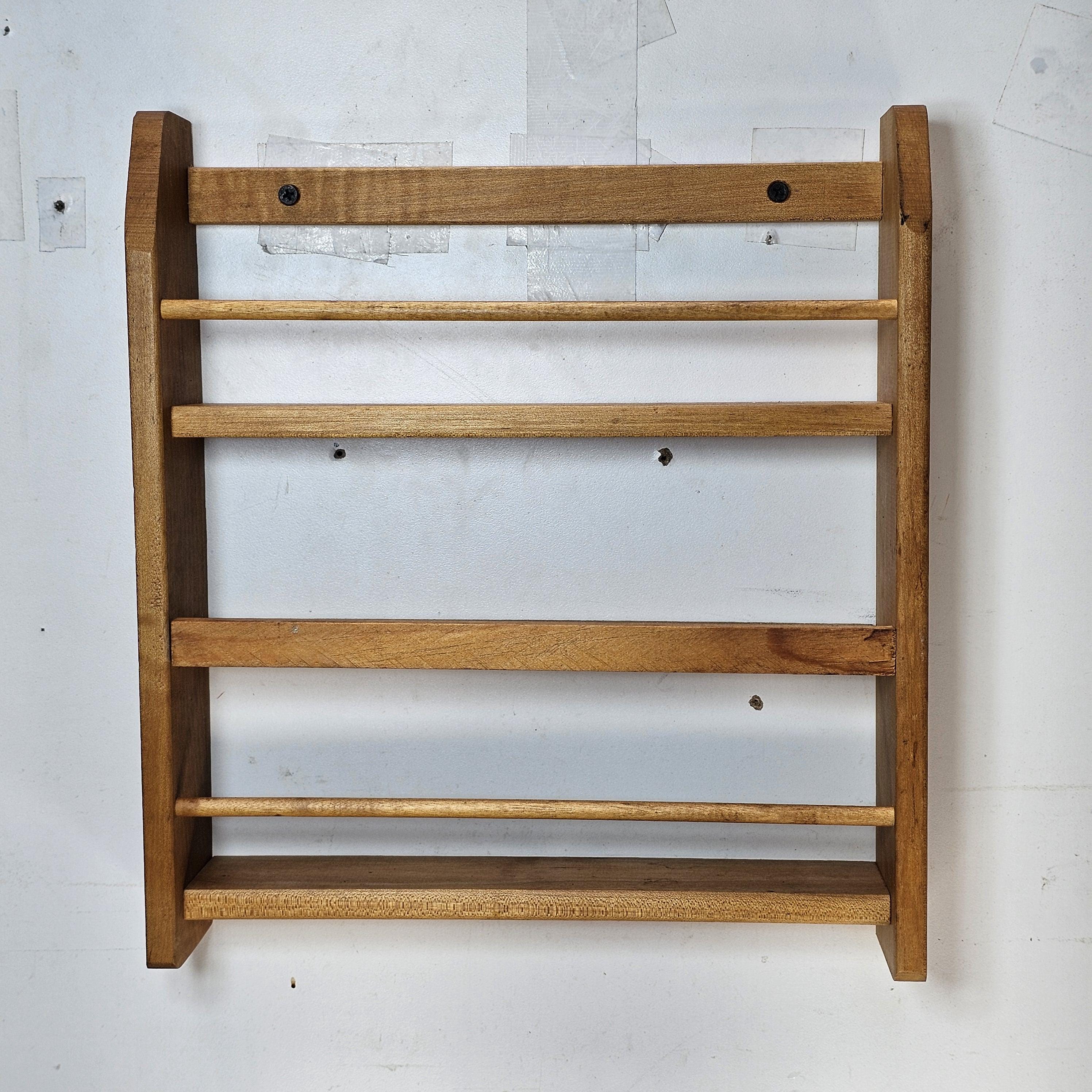 Vintage Rustic Wood Spice Cabinet Rack Wall Mounted 14"H x 12.75"W x 2.75"D
